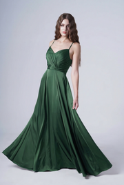 Isla Bridesmaid Dress in Olive Grove Satin