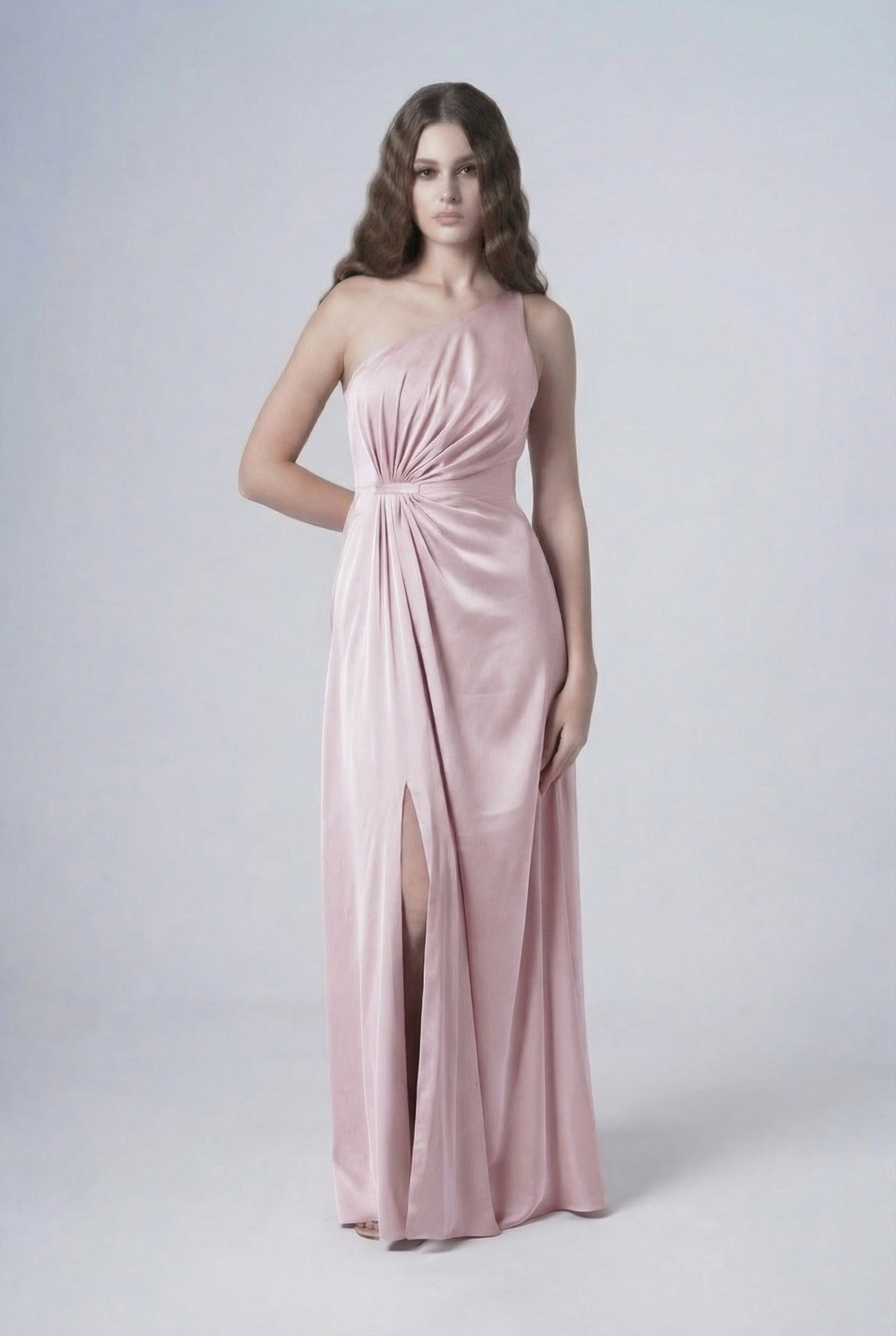 Greta Bridesmaid Dress in Smoked Blush Satin