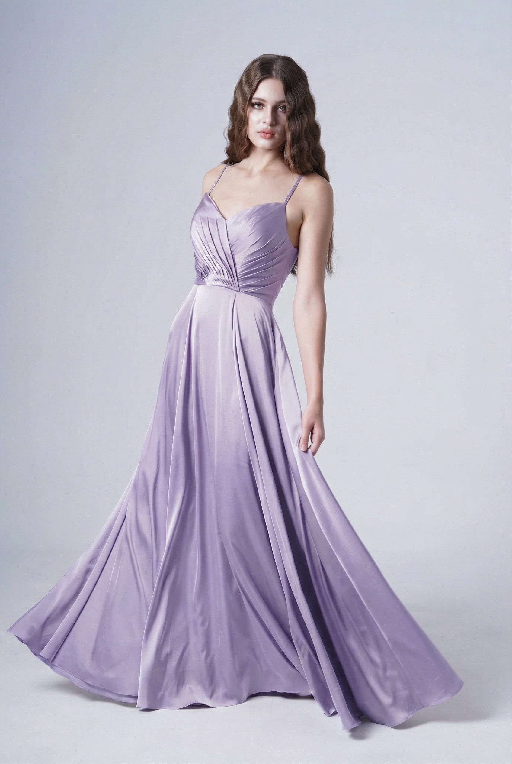 Isla Bridesmaid Dress in Violet Satin