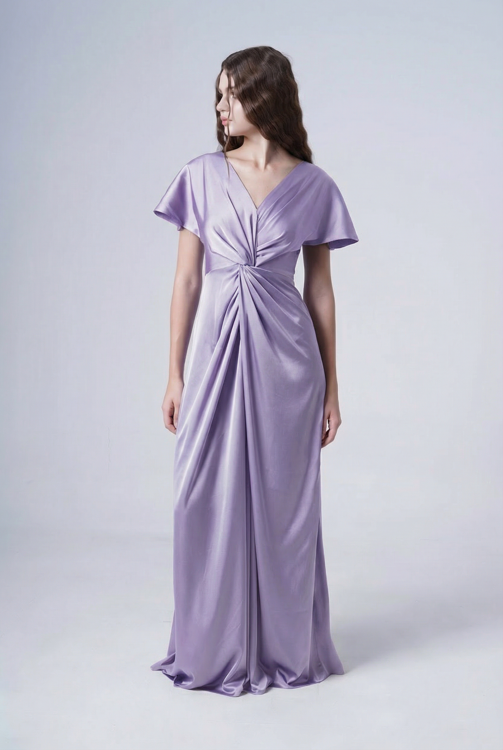Camilla Bridesmaid Dress in Violet Satin