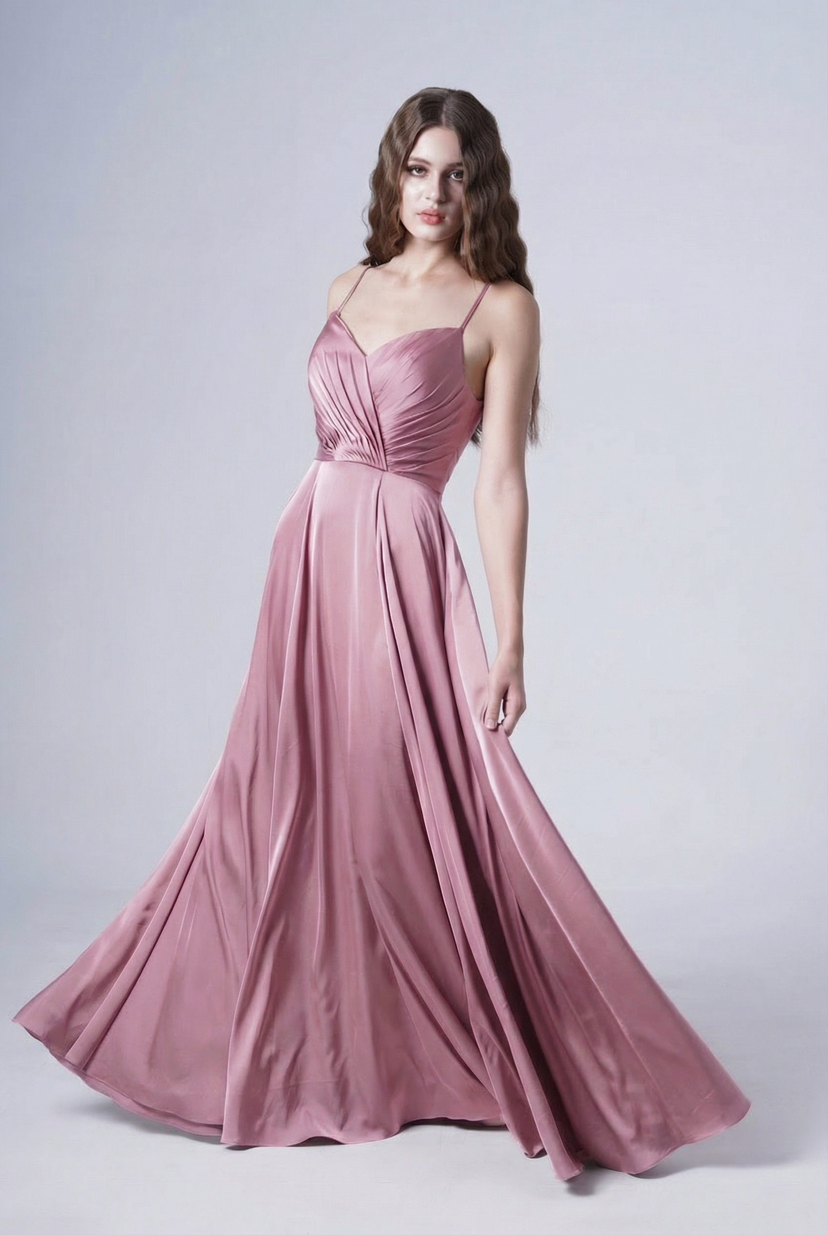 Isla Bridesmaid Dress in Rose Pink Satin