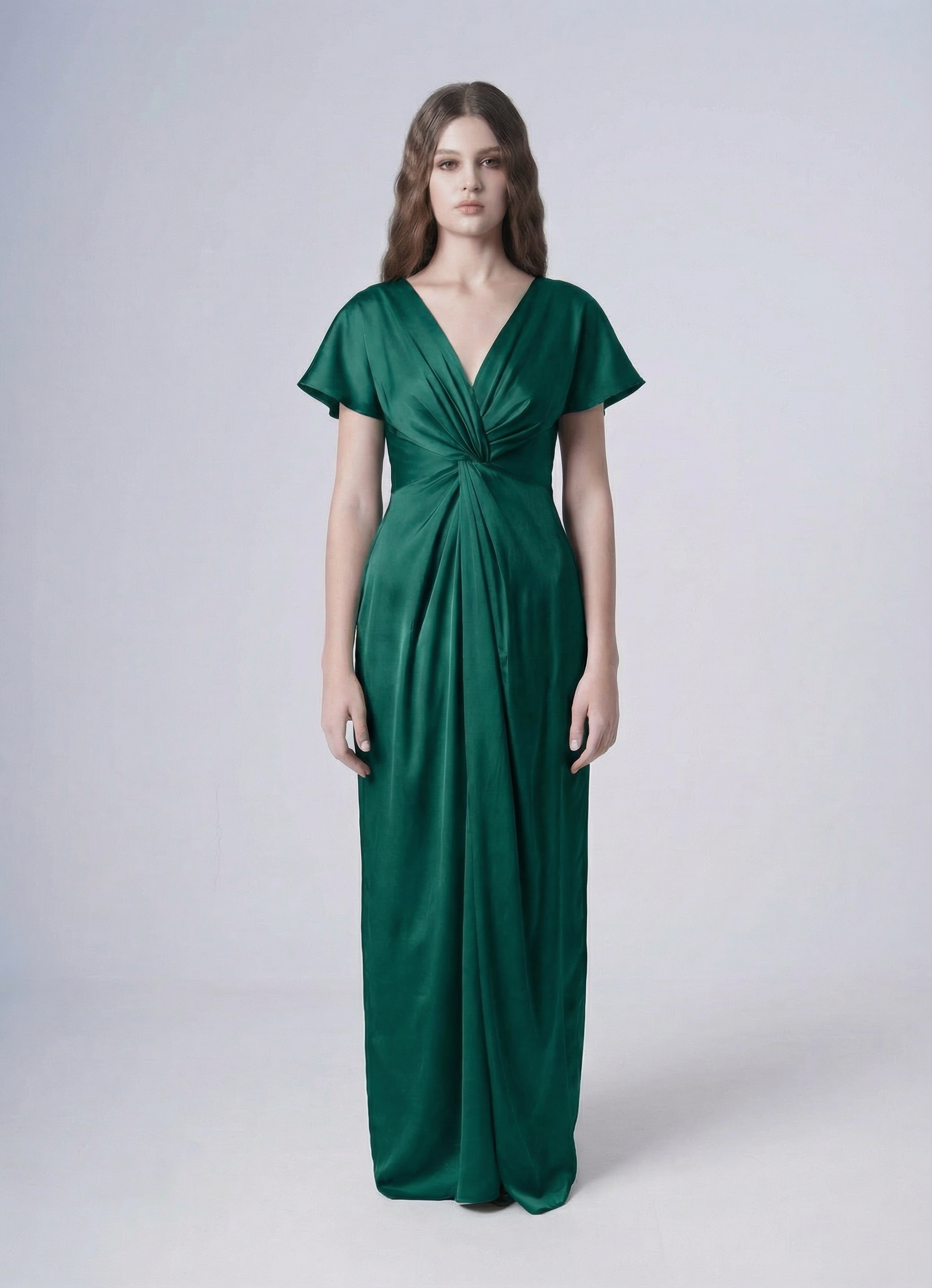 Camilla Bridesmaid Dress in Emerald Dawn Satin