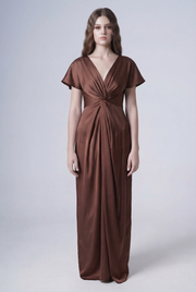 Camilla Bridesmaid Dress in Chocolate Brown Satin