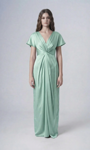 Camilla Bridesmaid Dress in Dusty Eucalyptus Satin