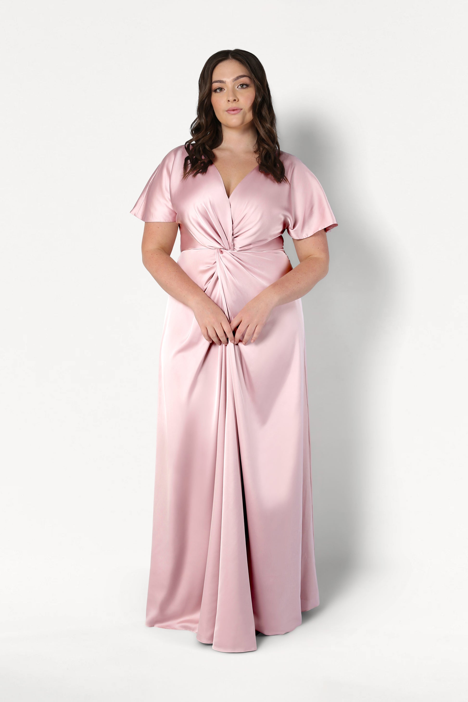 TH&TH Camilla Bridesmaid Dress In Blush Pink Satin TH&TH Camilla Bridesmaid Dress In Blush Pink Satin