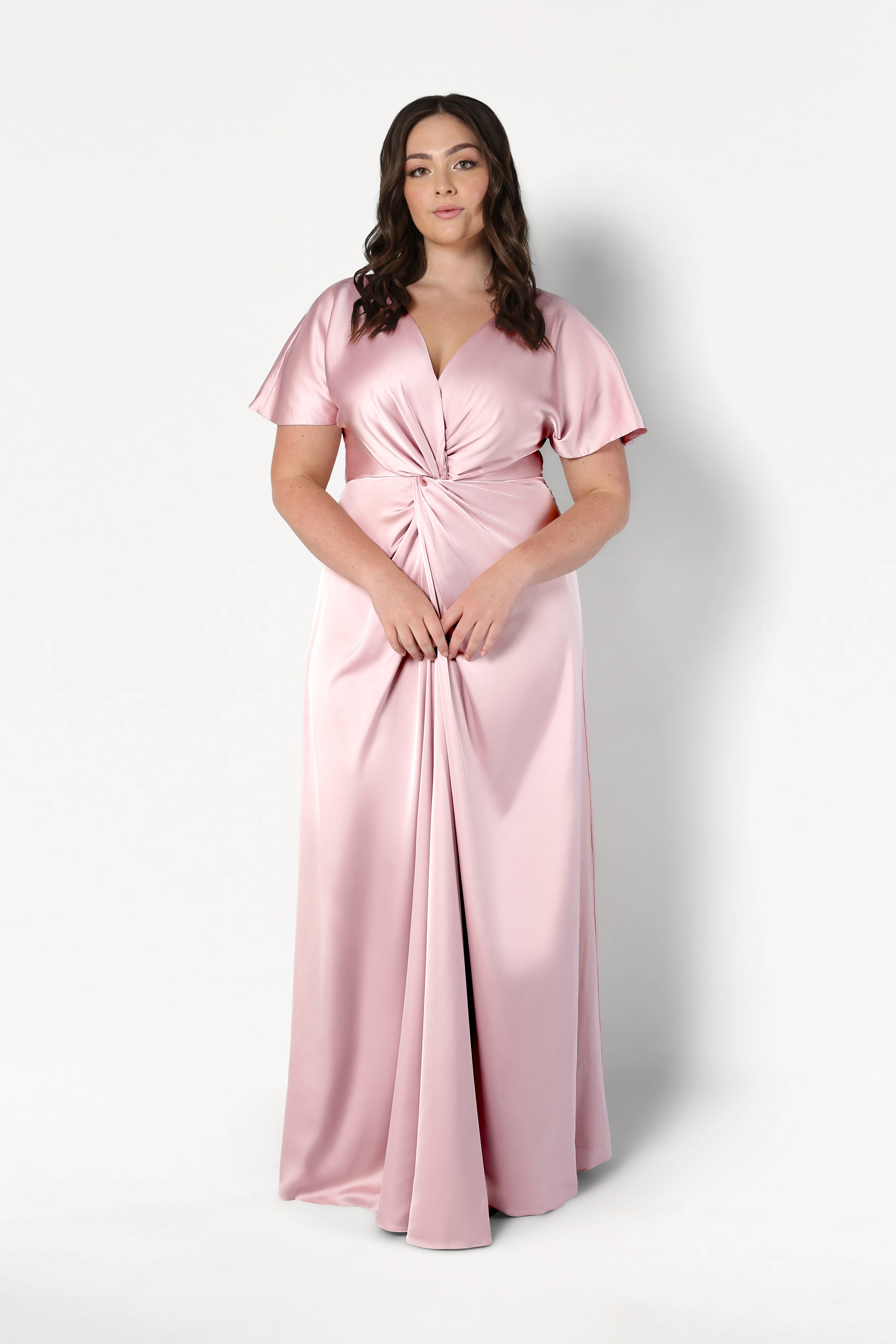 Camilla Bridesmaid Dress in Blush Pink Satin