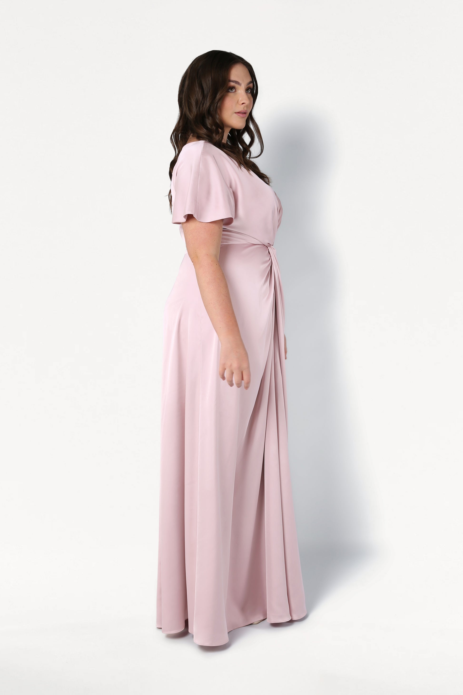 TH&TH Camilla Bridesmaid Dress In Blush Pink Satin TH and TH TH&TH Camilla Bridesmaid Dress In Blush Pink Satin TH and TH