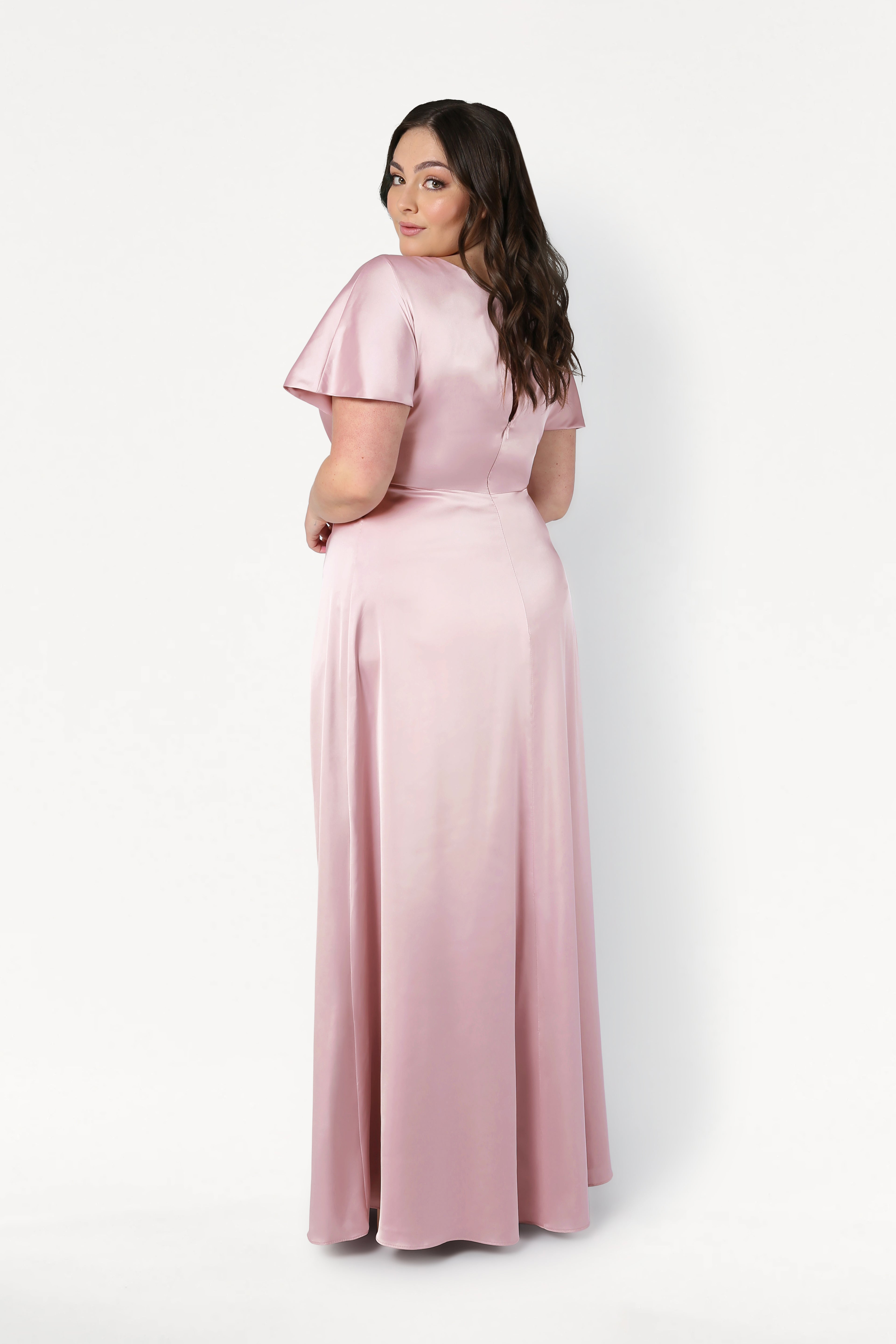 Camilla Bridesmaid Dress in Blush Pink Satin