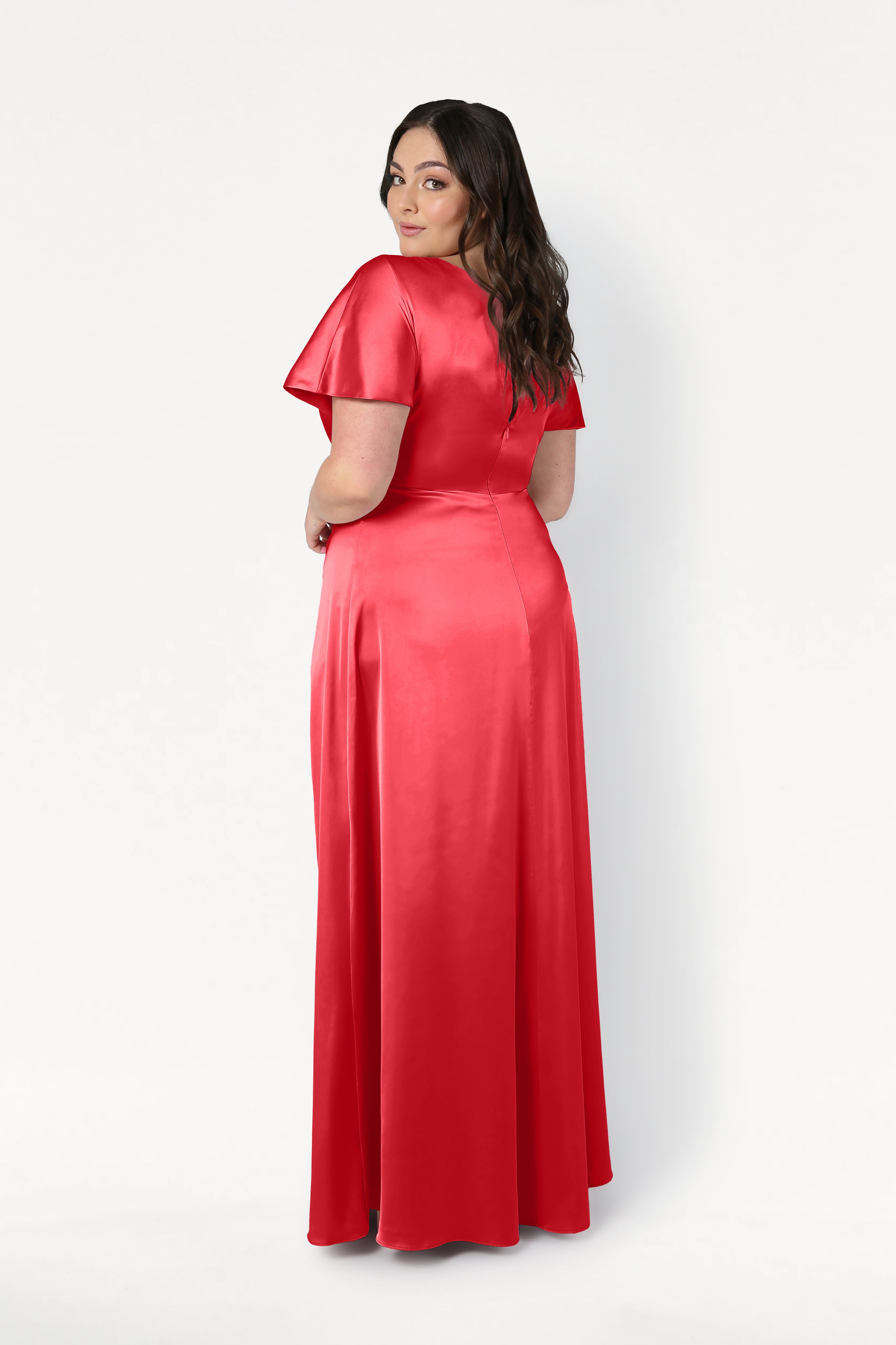 Camilla Bridesmaid Dress in Ruby Satin