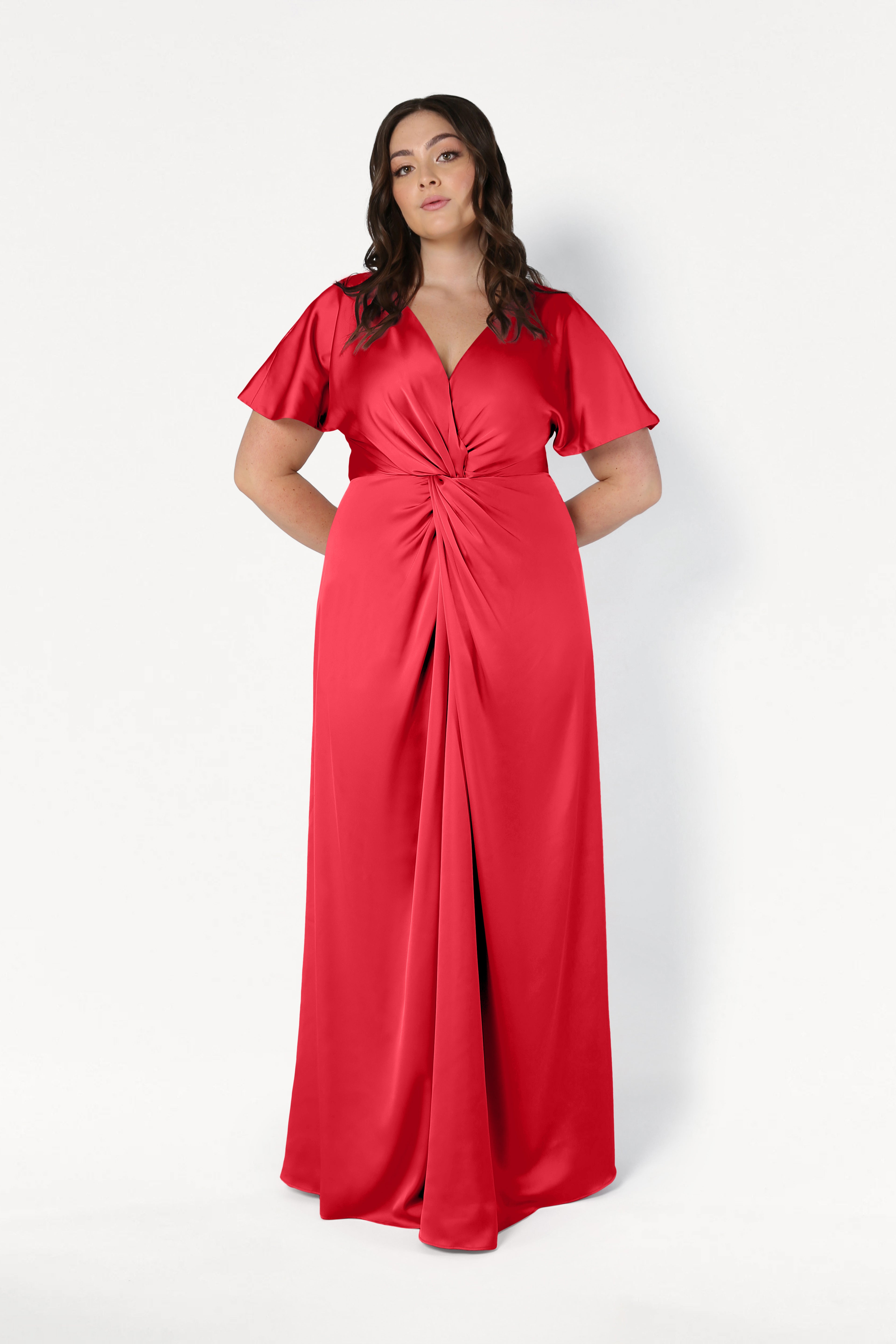 Camilla Bridesmaid Dress in Ruby Satin