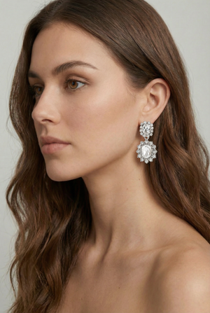 Imperial Silver Crystal Drop Earrings