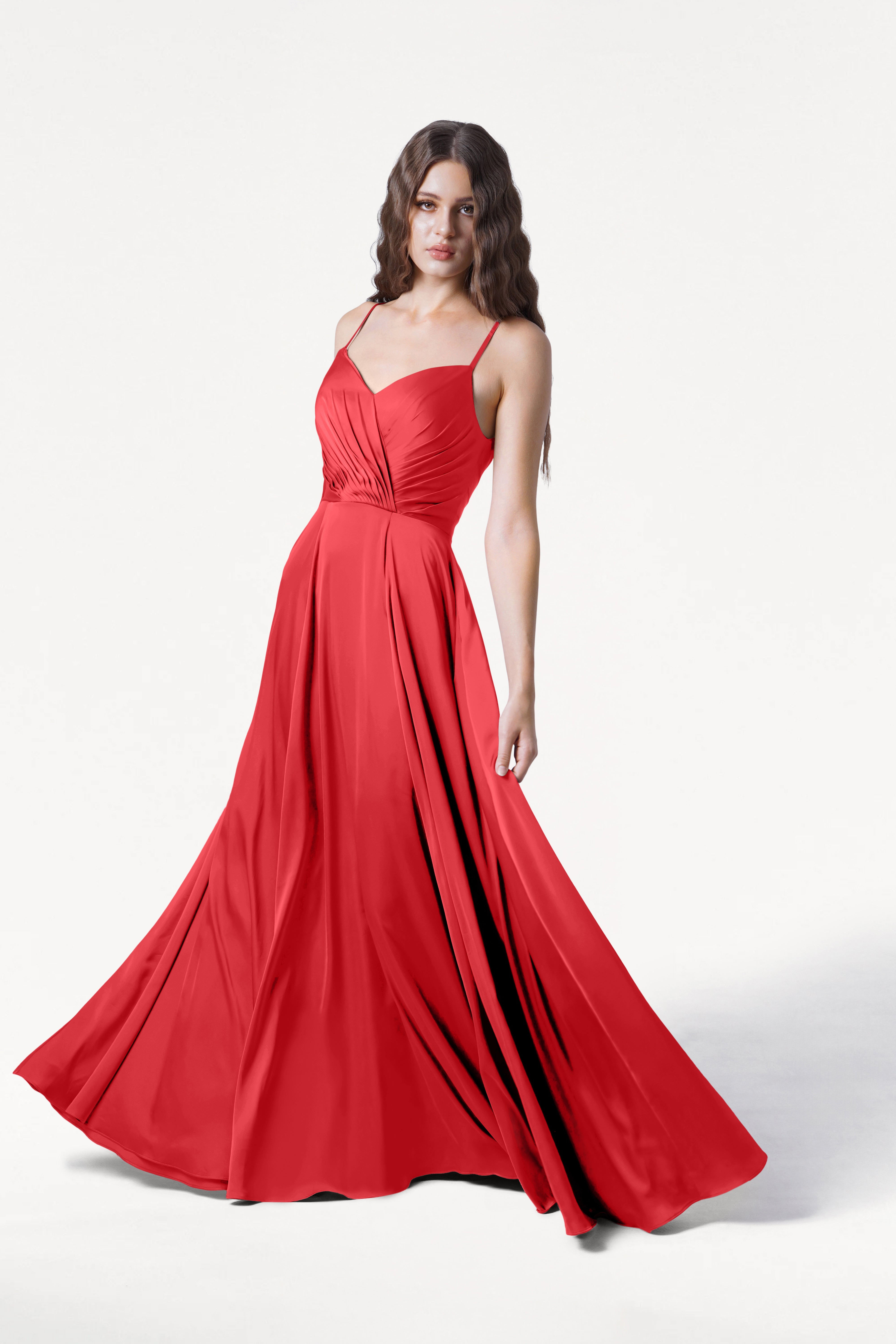 Isla Bridesmaid Dress in Ruby Satin