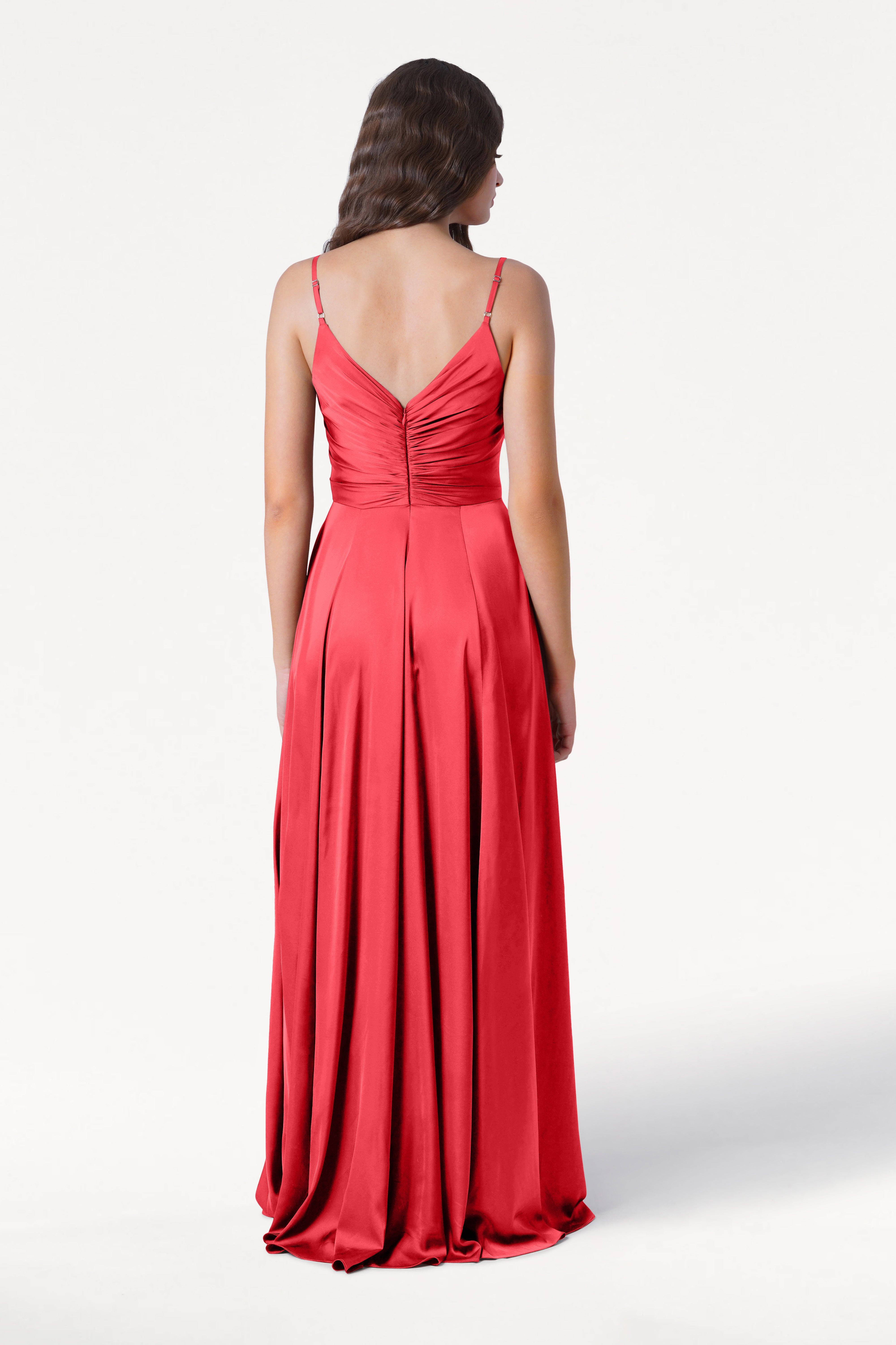 Isla Bridesmaid Dress in Ruby Satin