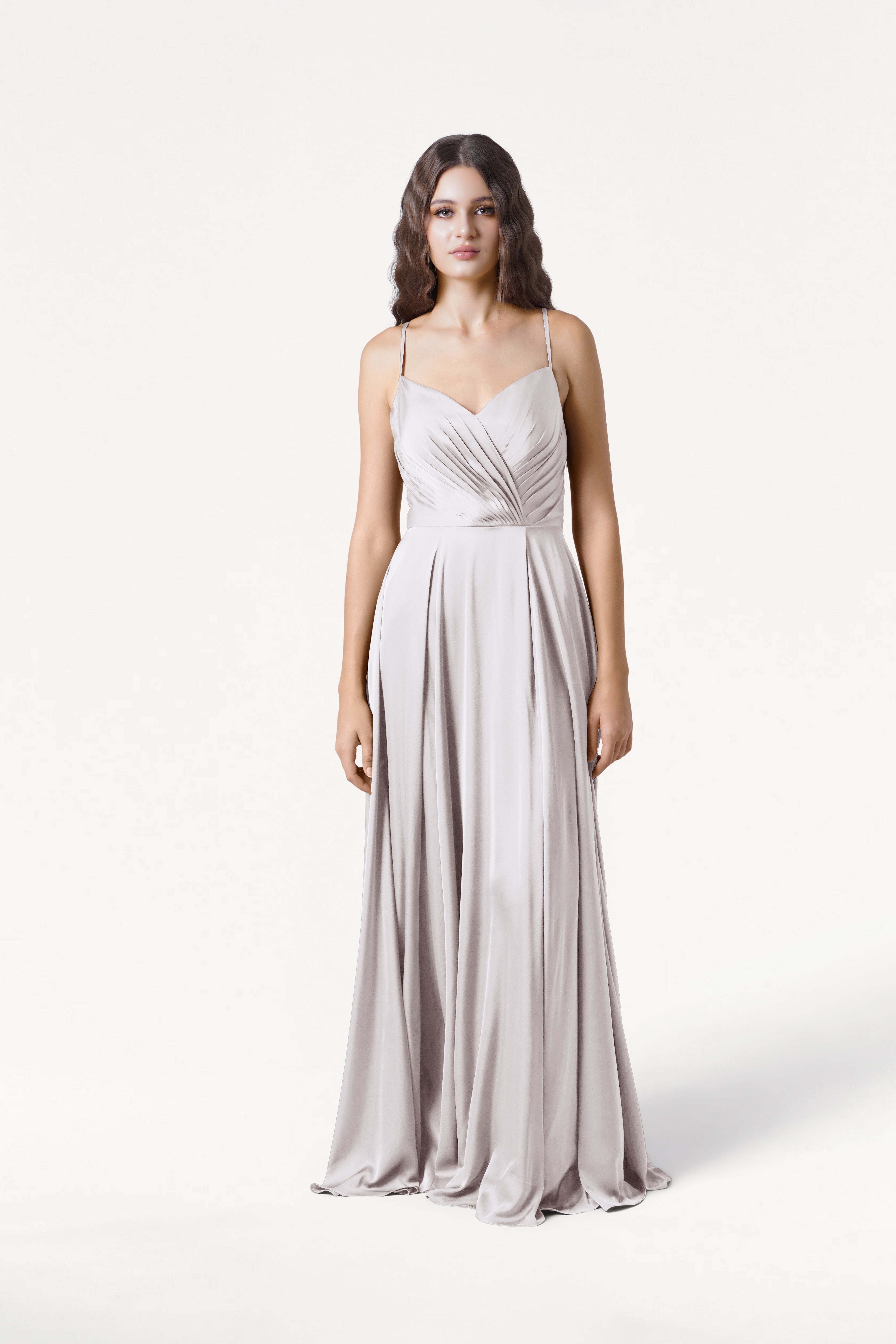 Isla Bridesmaid Dress in Oyster Satin