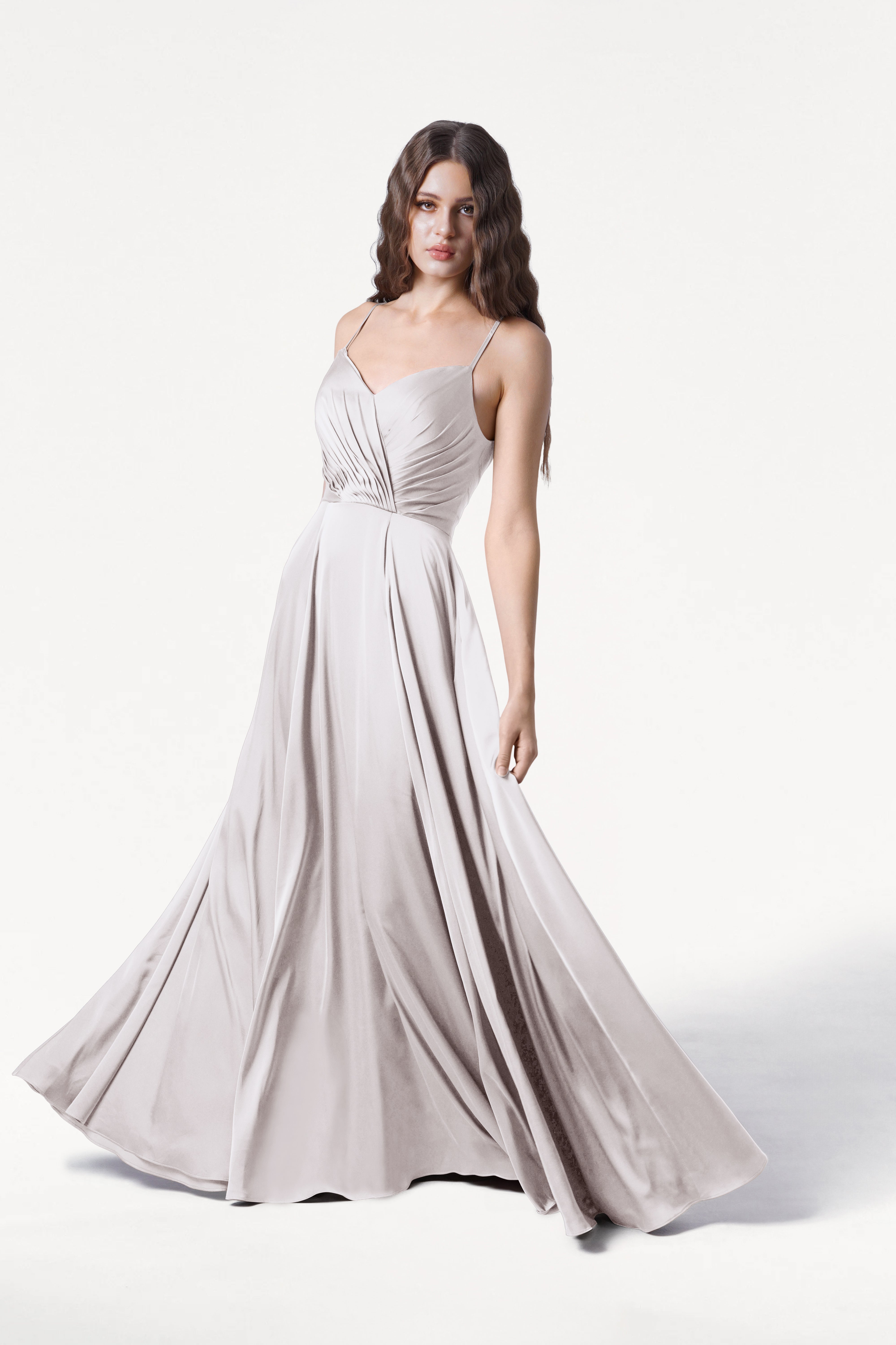 Isla Bridesmaid Dress in Oyster Satin
