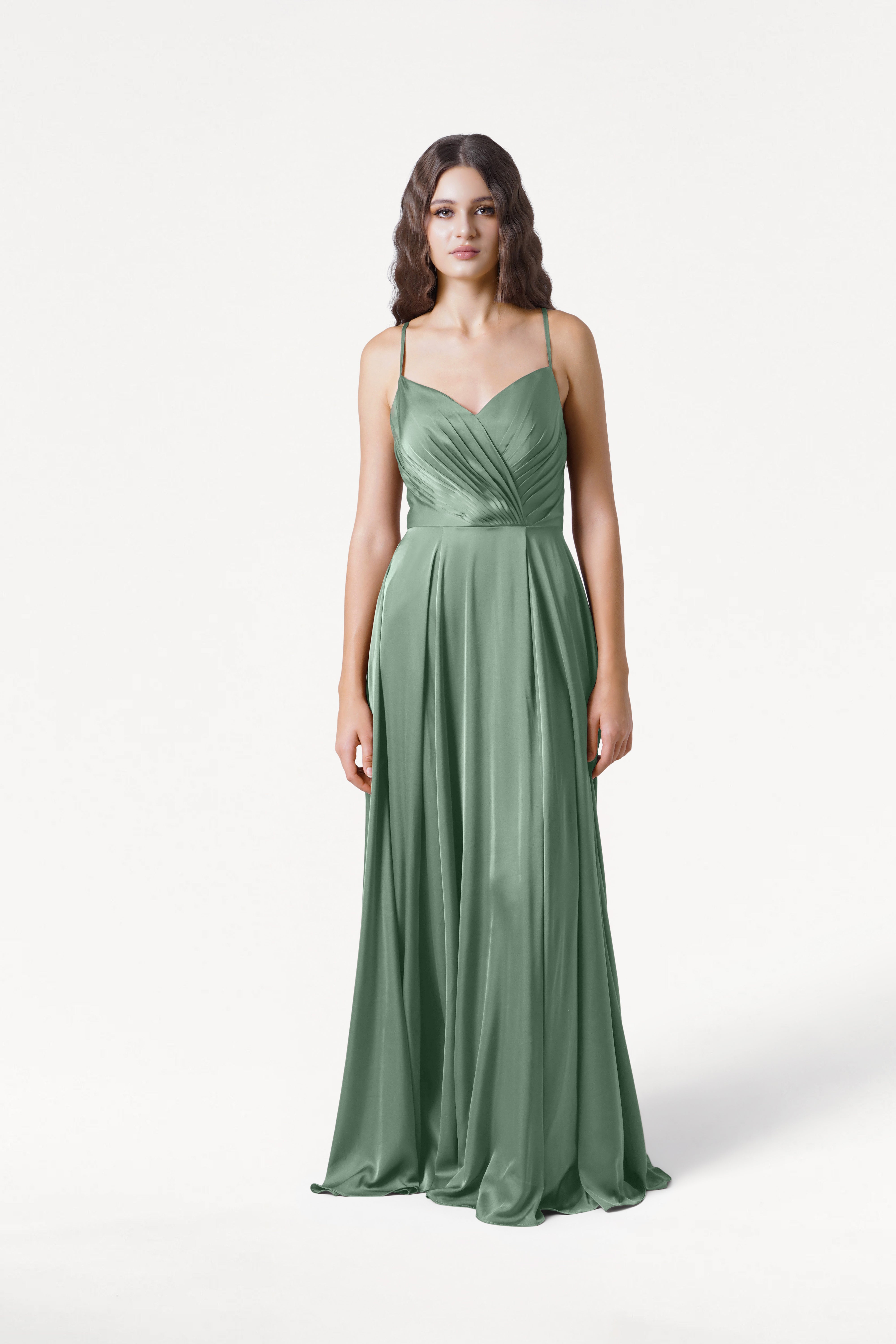 TH&TH Isla Bridesmaid Dress In Sage Green Satin TH and TH TH&TH Isla Bridesmaid Dress In Sage Green Satin TH and TH