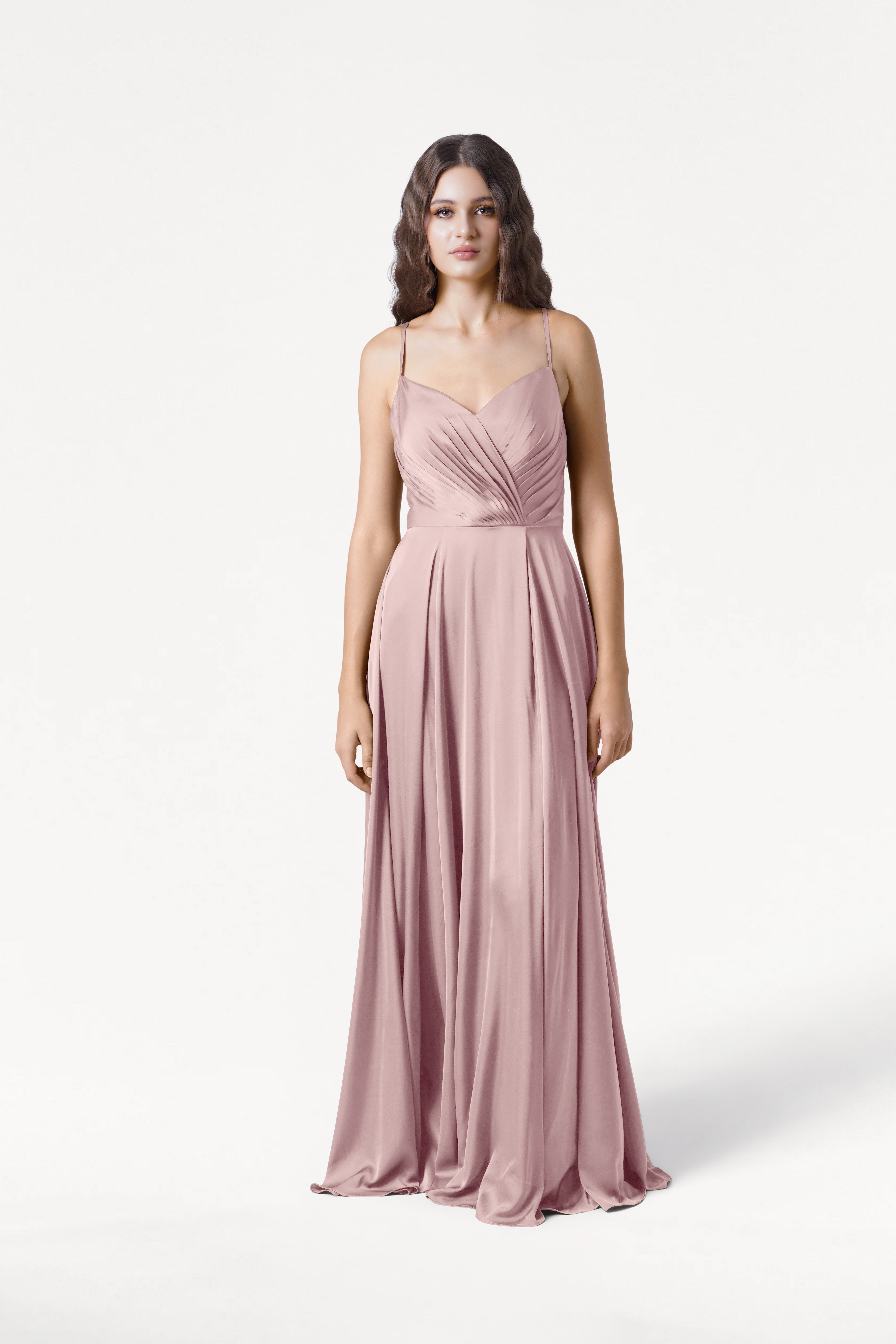 Isla Bridesmaid Dress in Smoked Blush Satin