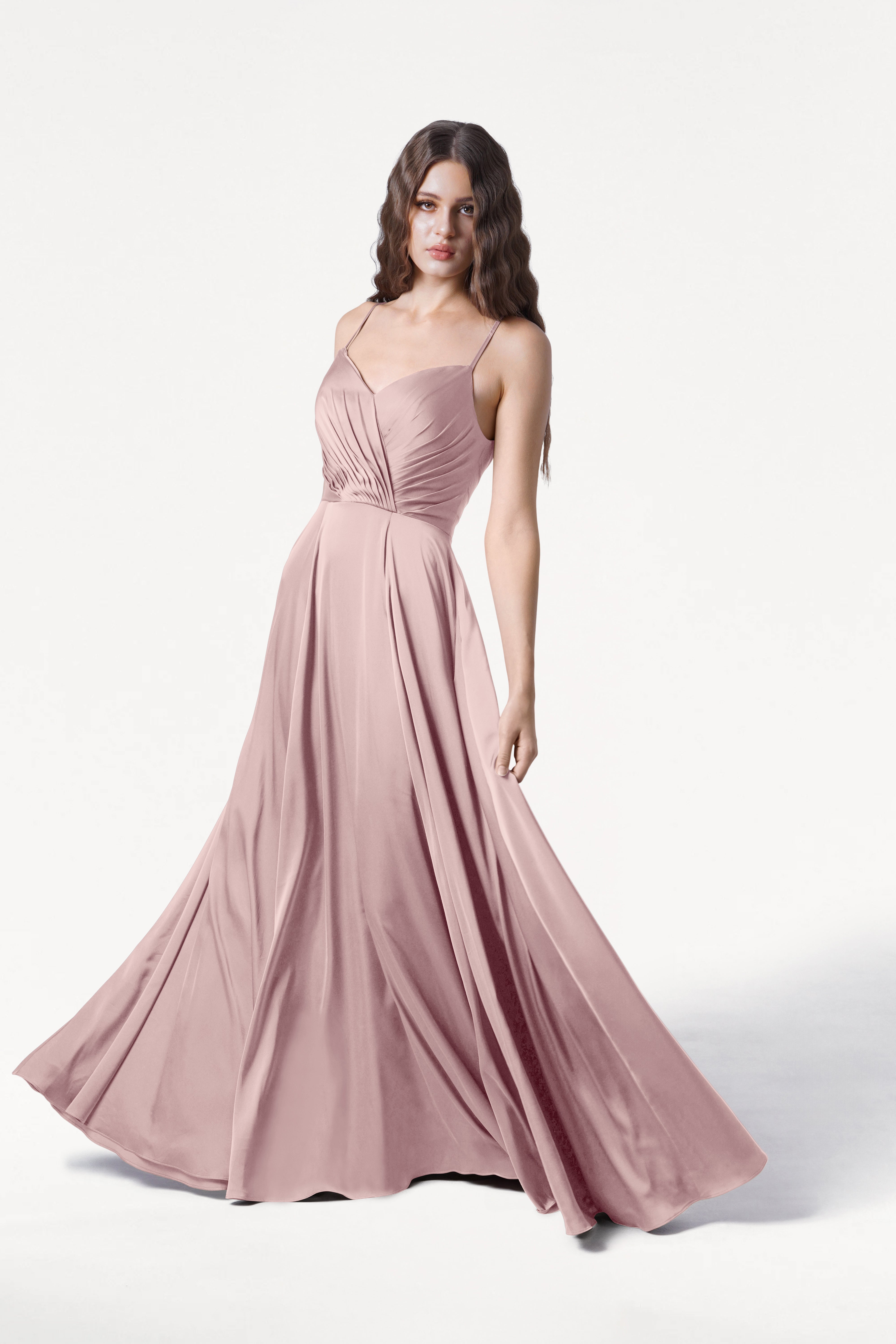 Isla Bridesmaid Dress in Smoked Blush Satin