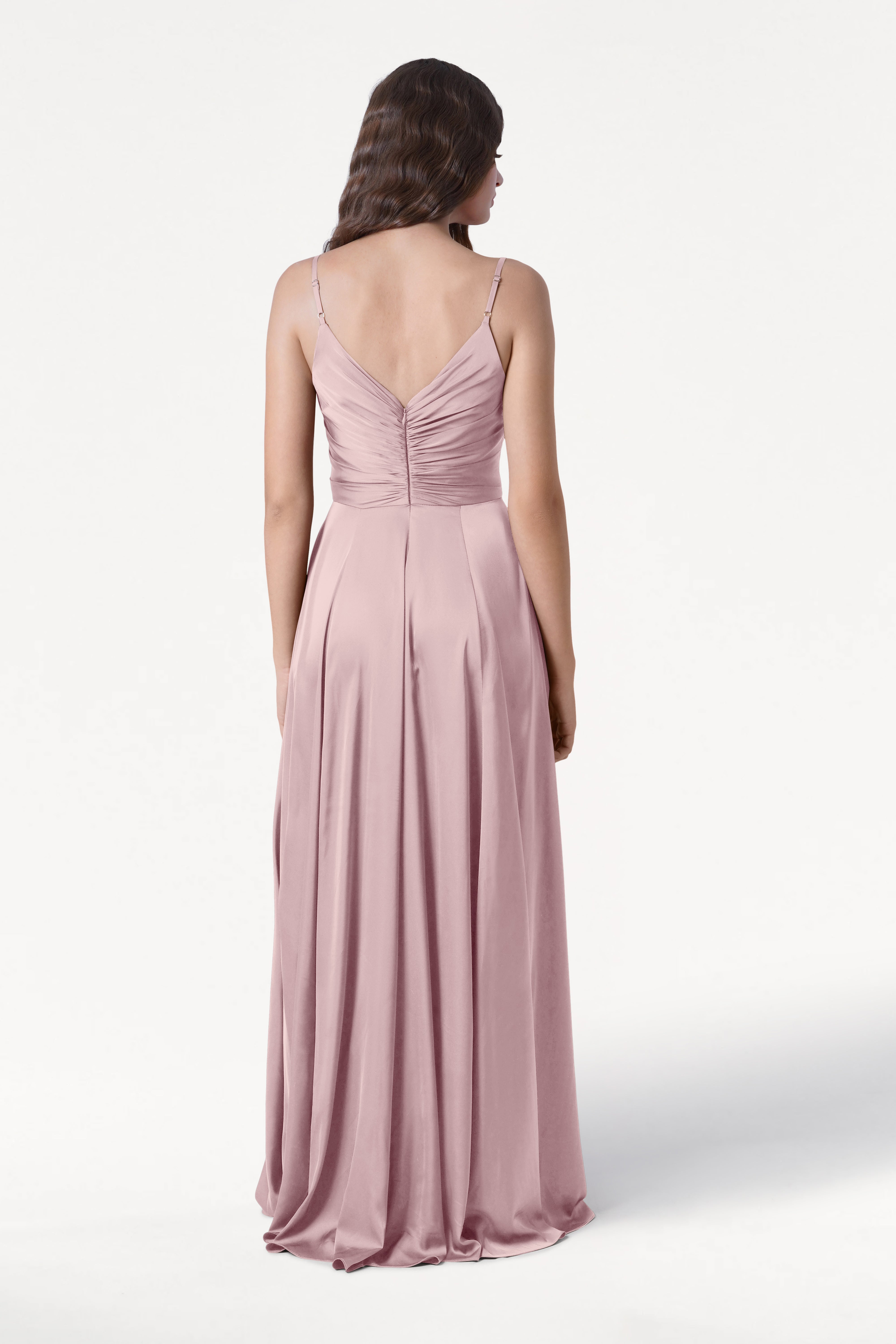 Isla Bridesmaid Dress in Smoked Blush Satin