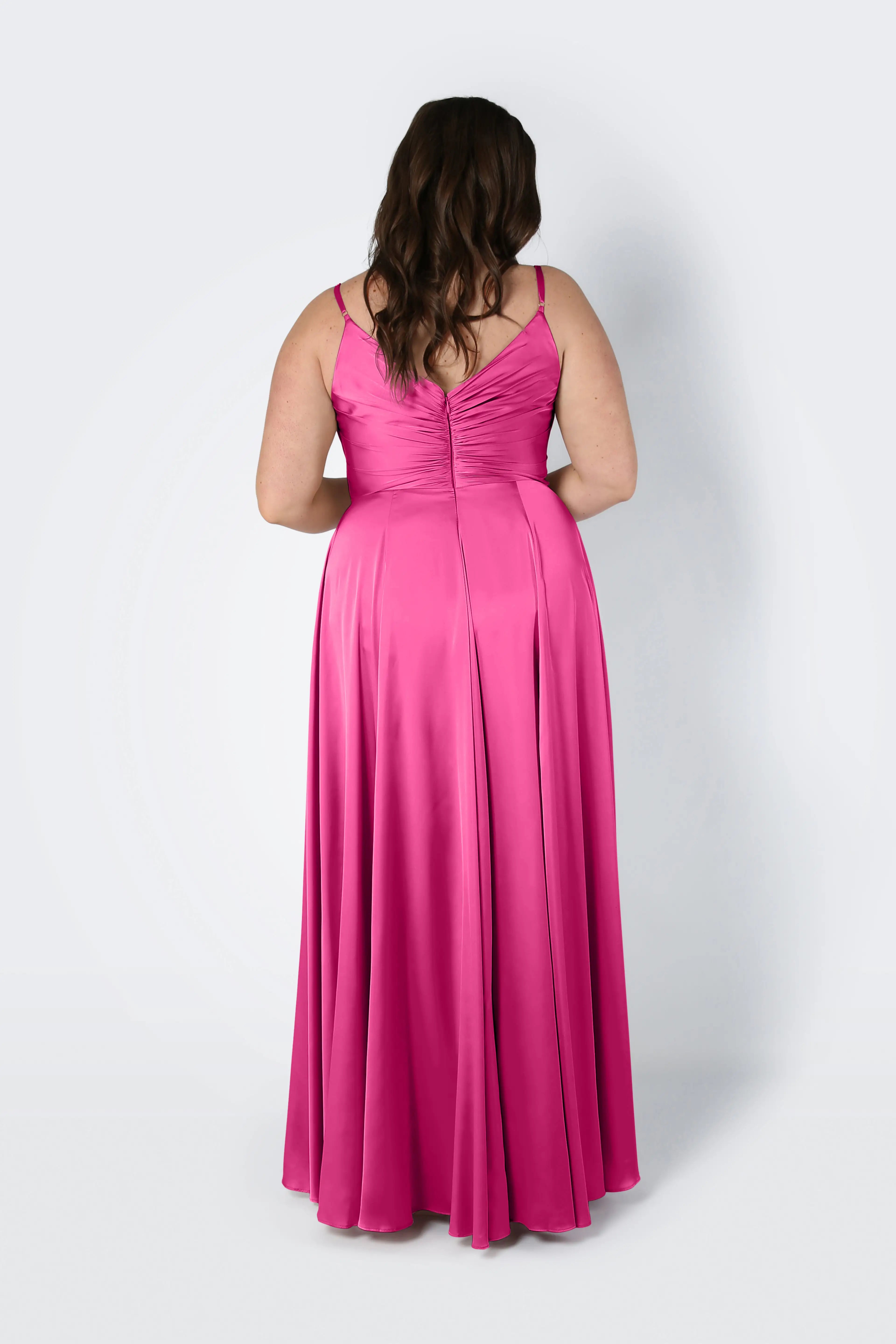 Isla Bridesmaid Dress in Cerise Satin