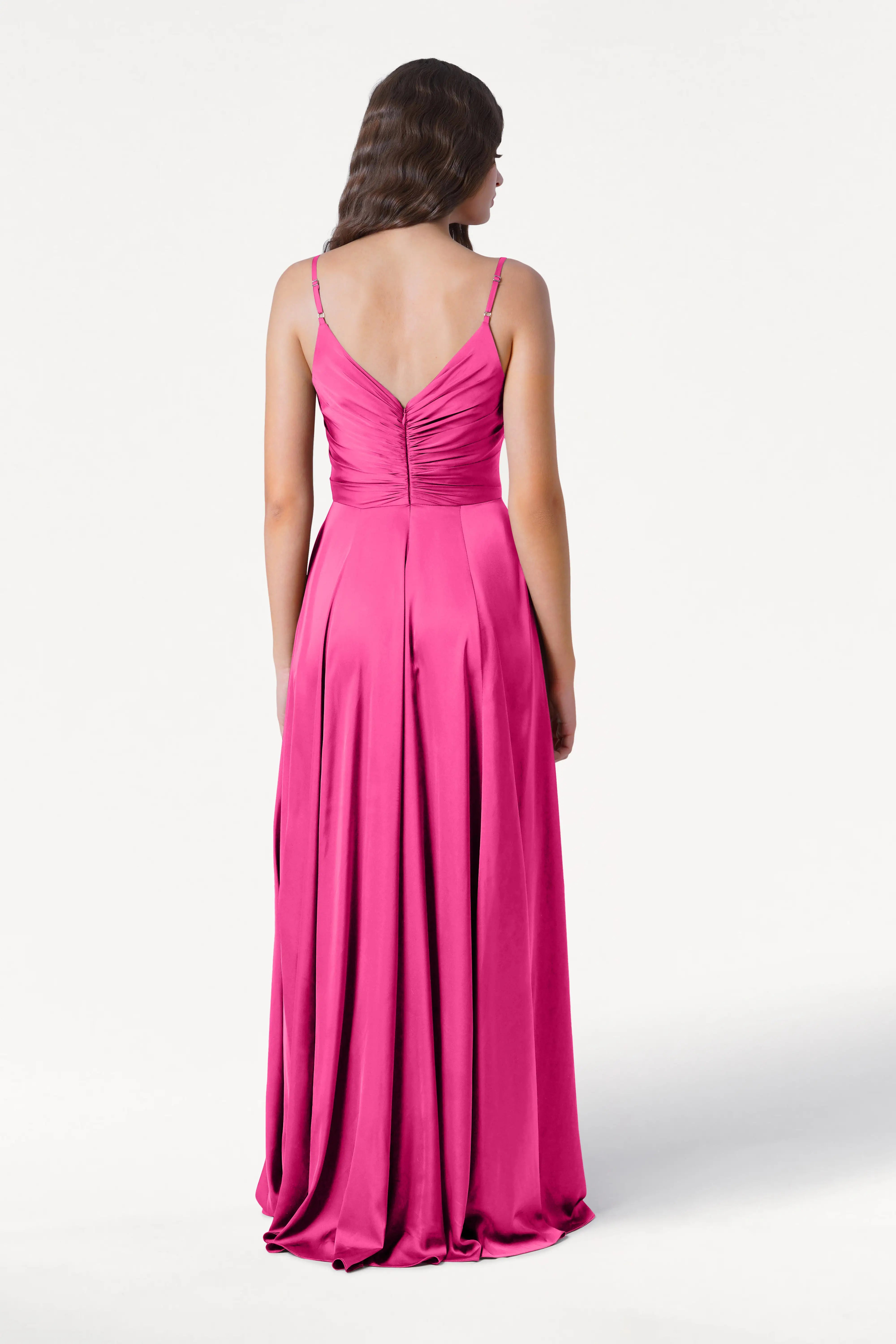 Isla Bridesmaid Dress in Cerise Satin