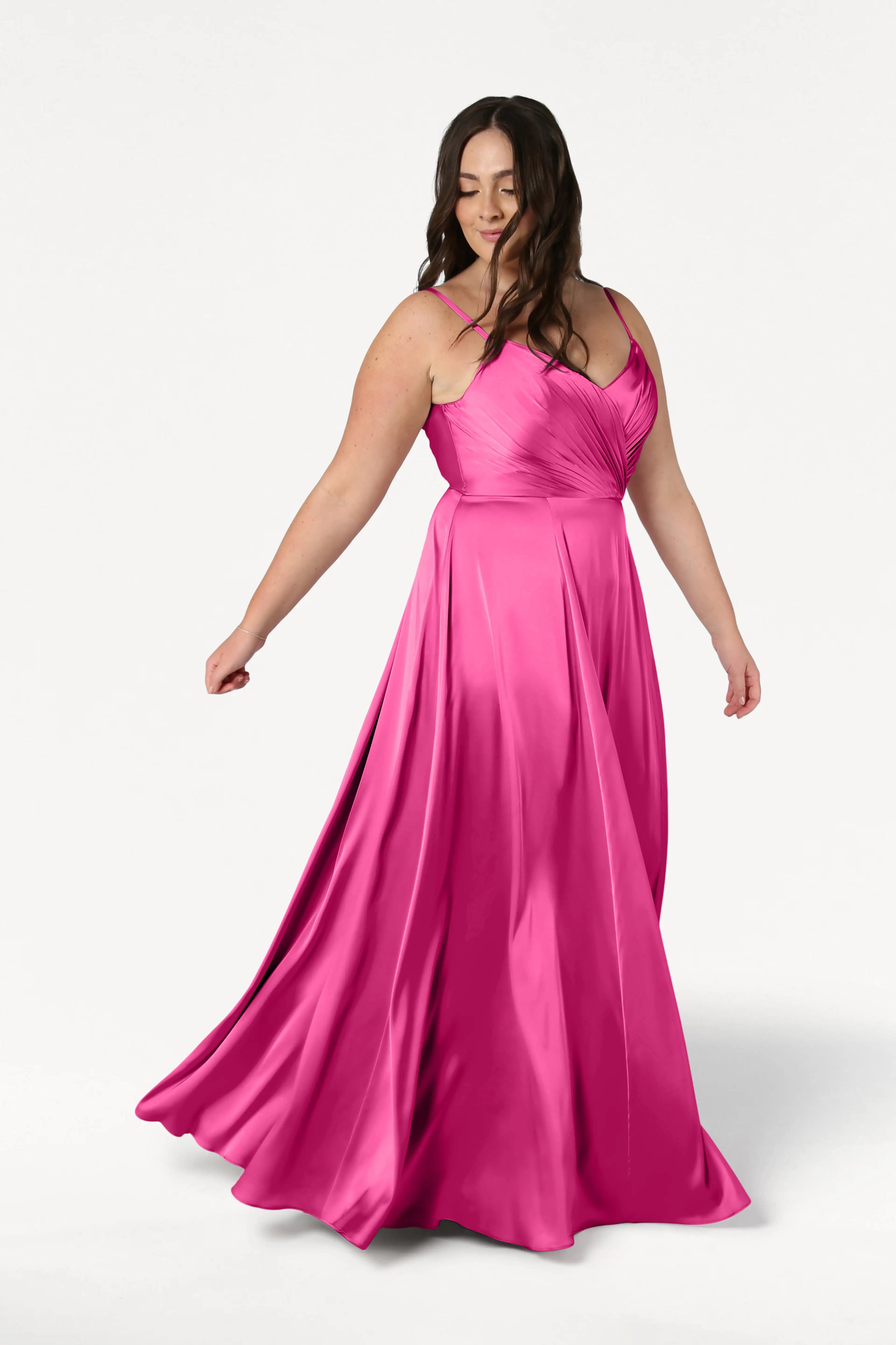 Isla Bridesmaid Dress in Cerise Satin