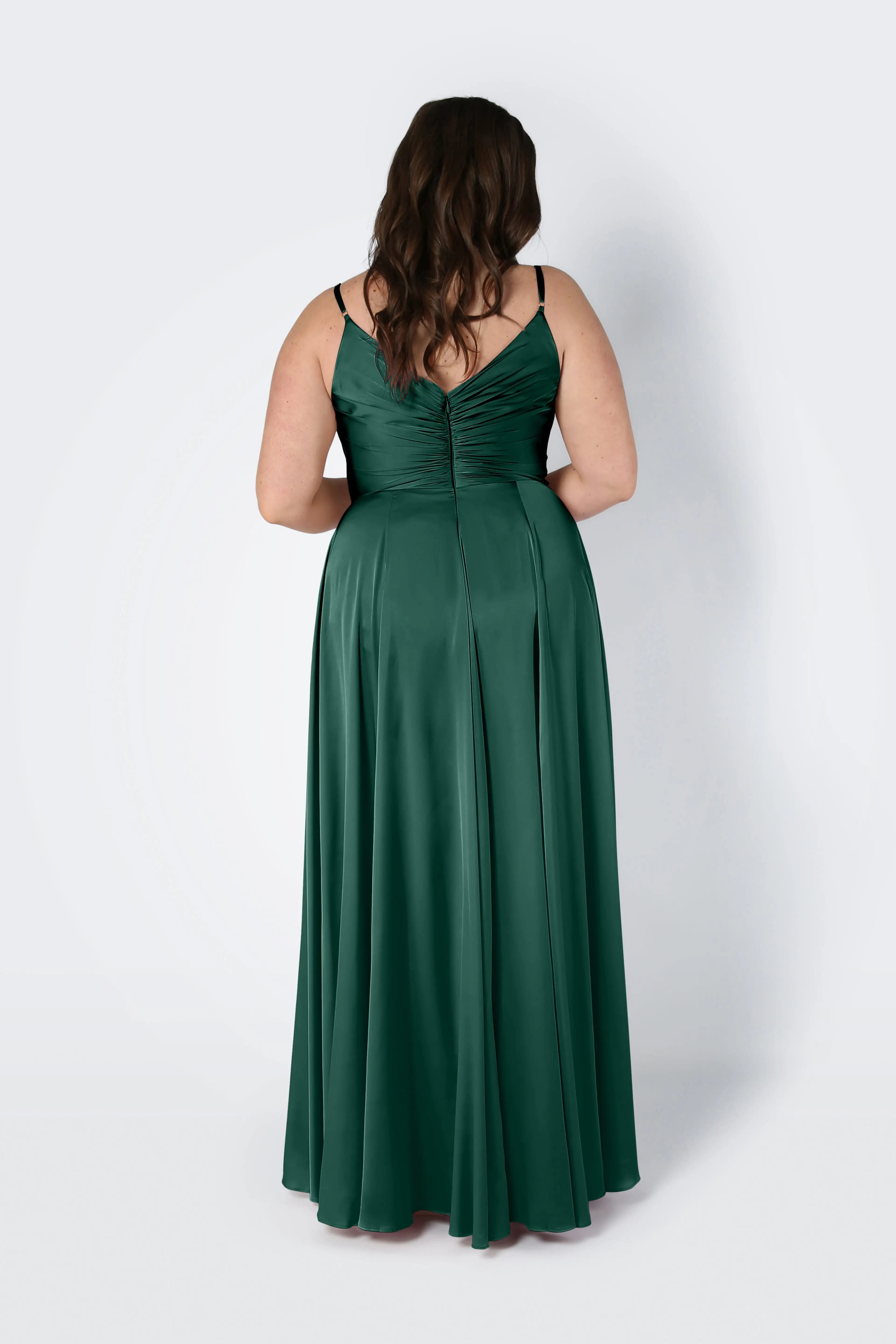 Isla Bridesmaid Dress in Forest Green Satin