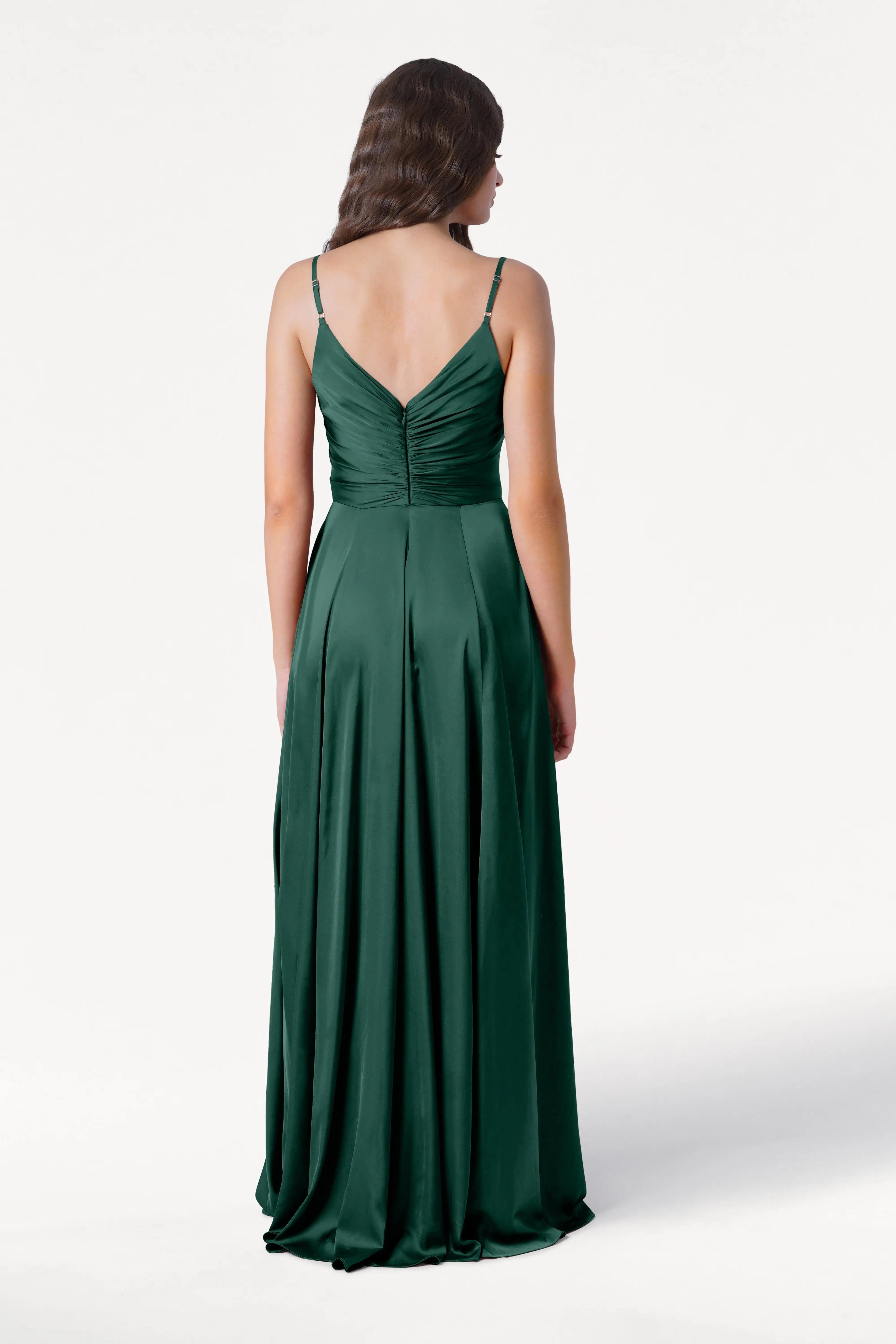 Isla Bridesmaid Dress in Forest Green Satin
