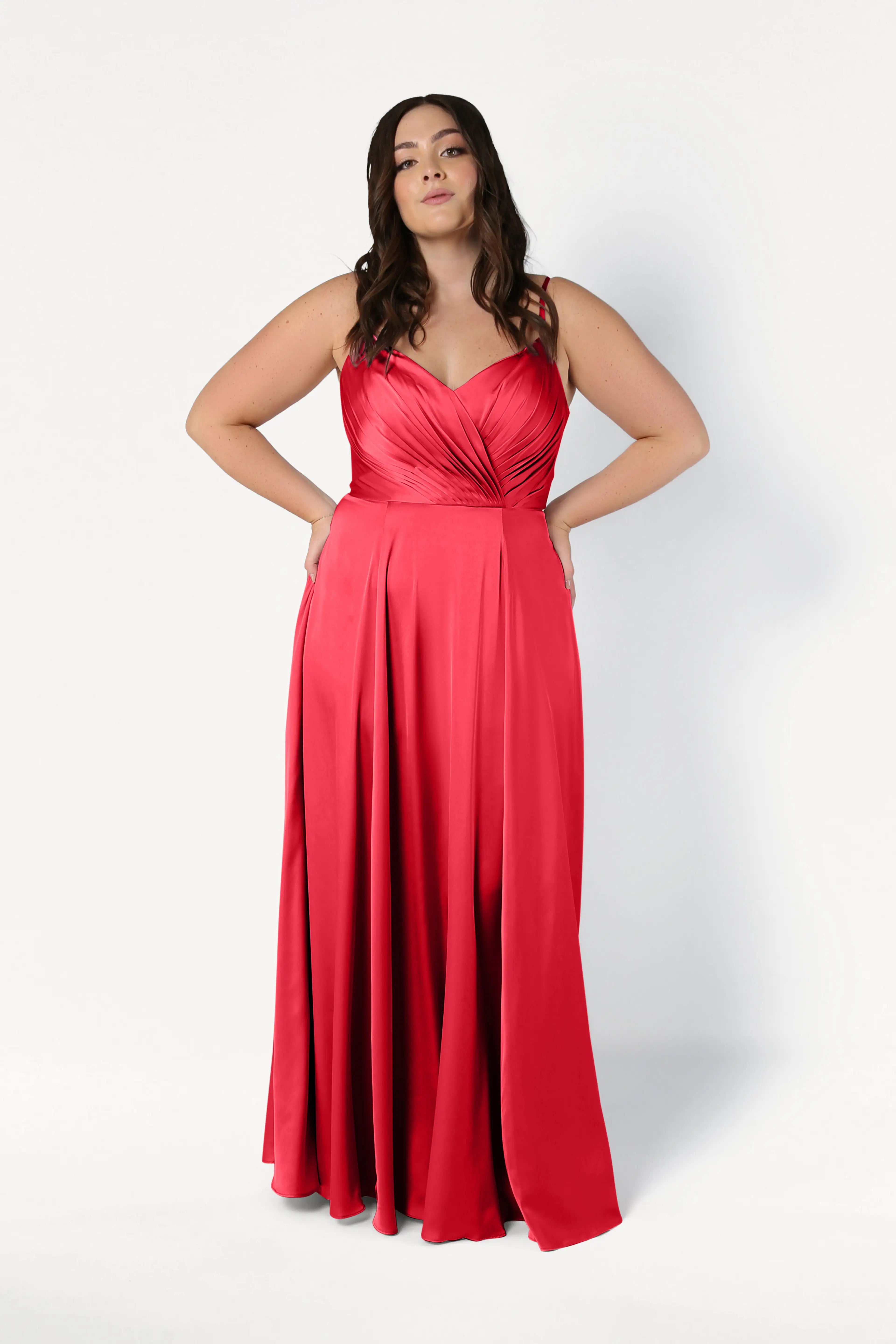 Isla Bridesmaid Dress in Ruby Satin