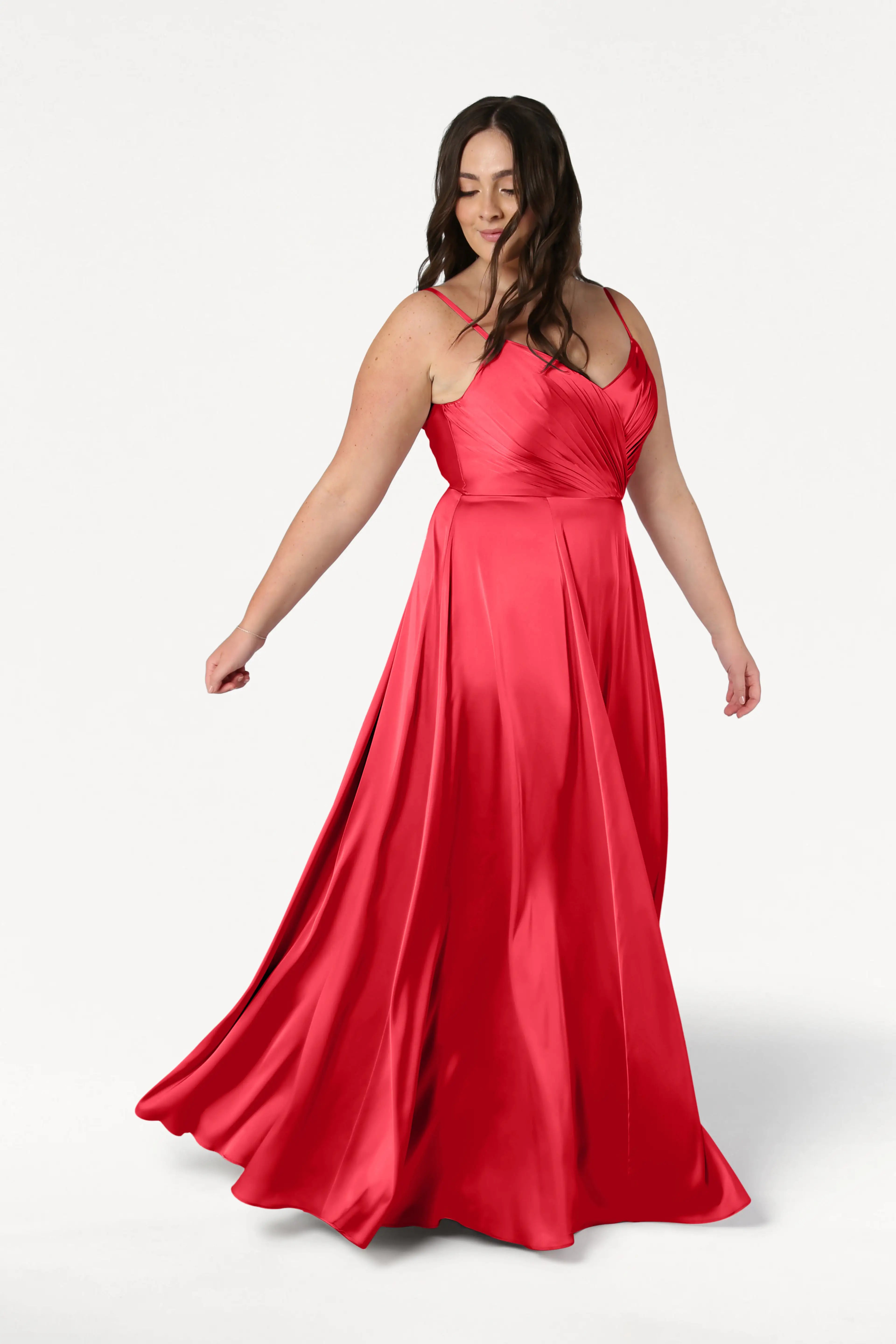 Isla Bridesmaid Dress in Ruby Satin