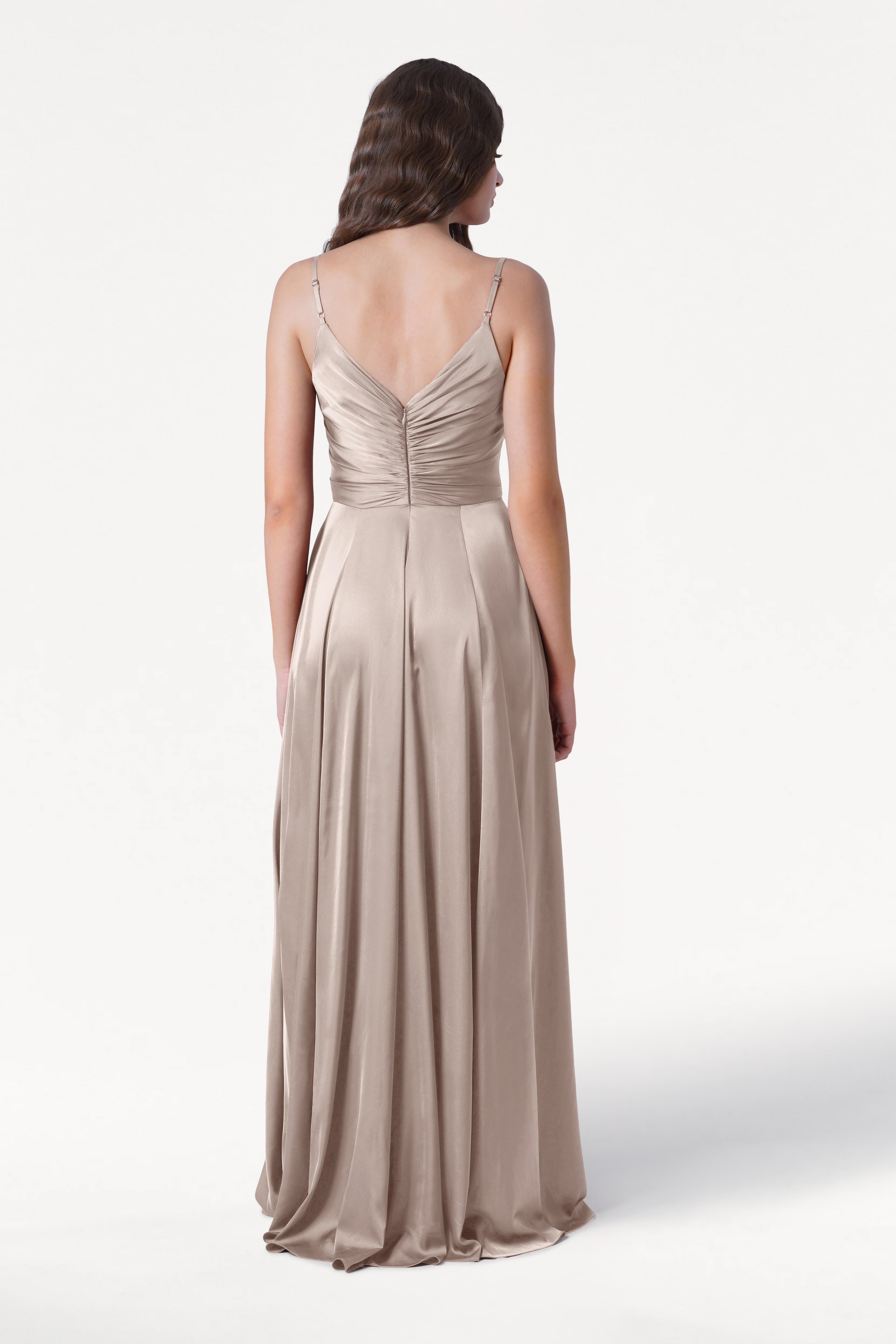 Isla Bridesmaid Dress in Champagne Sky Satin