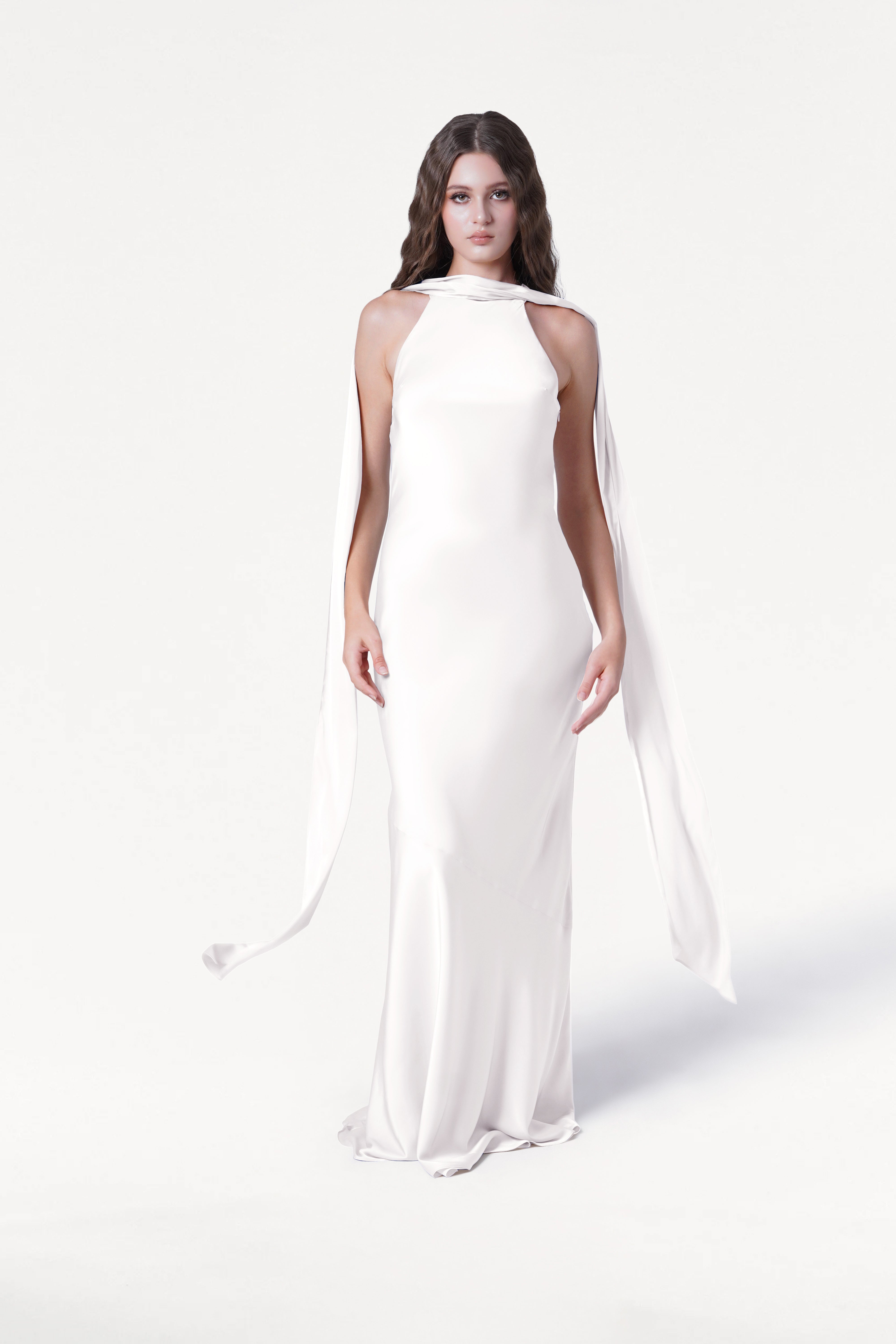 Mira Dress in Ivory Satin