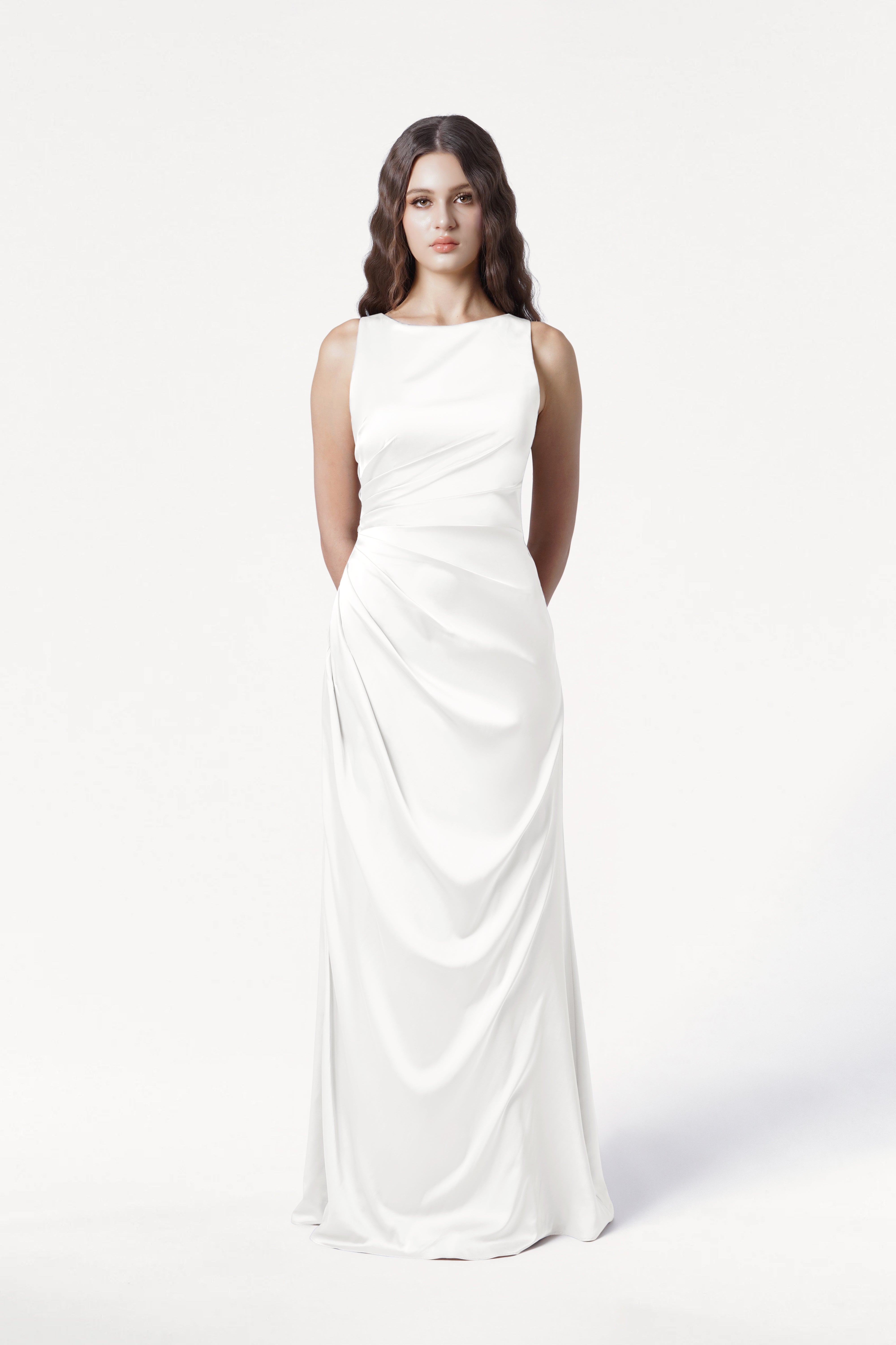 Nala Dress in Ivory Satin