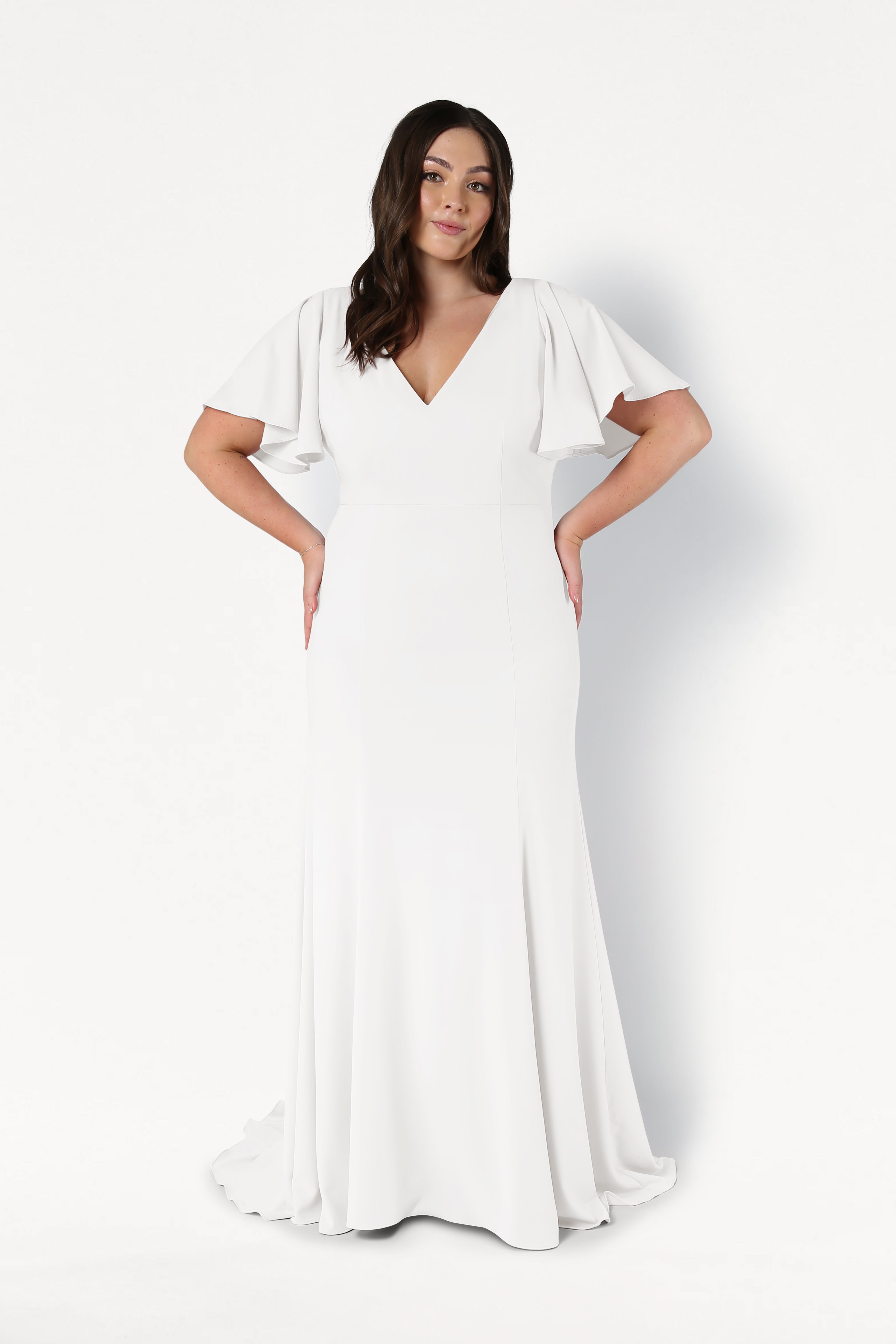 Celeste Moss Crepe Dress in Ivory