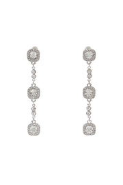 Astoria square crystal drop earrings in Silver