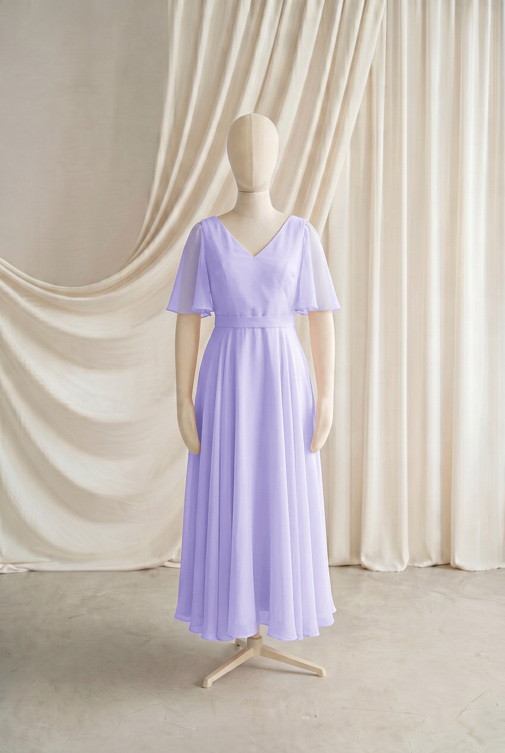 Phoebe Junior Bridesmaid Dress In Lilac Mist Chiffon