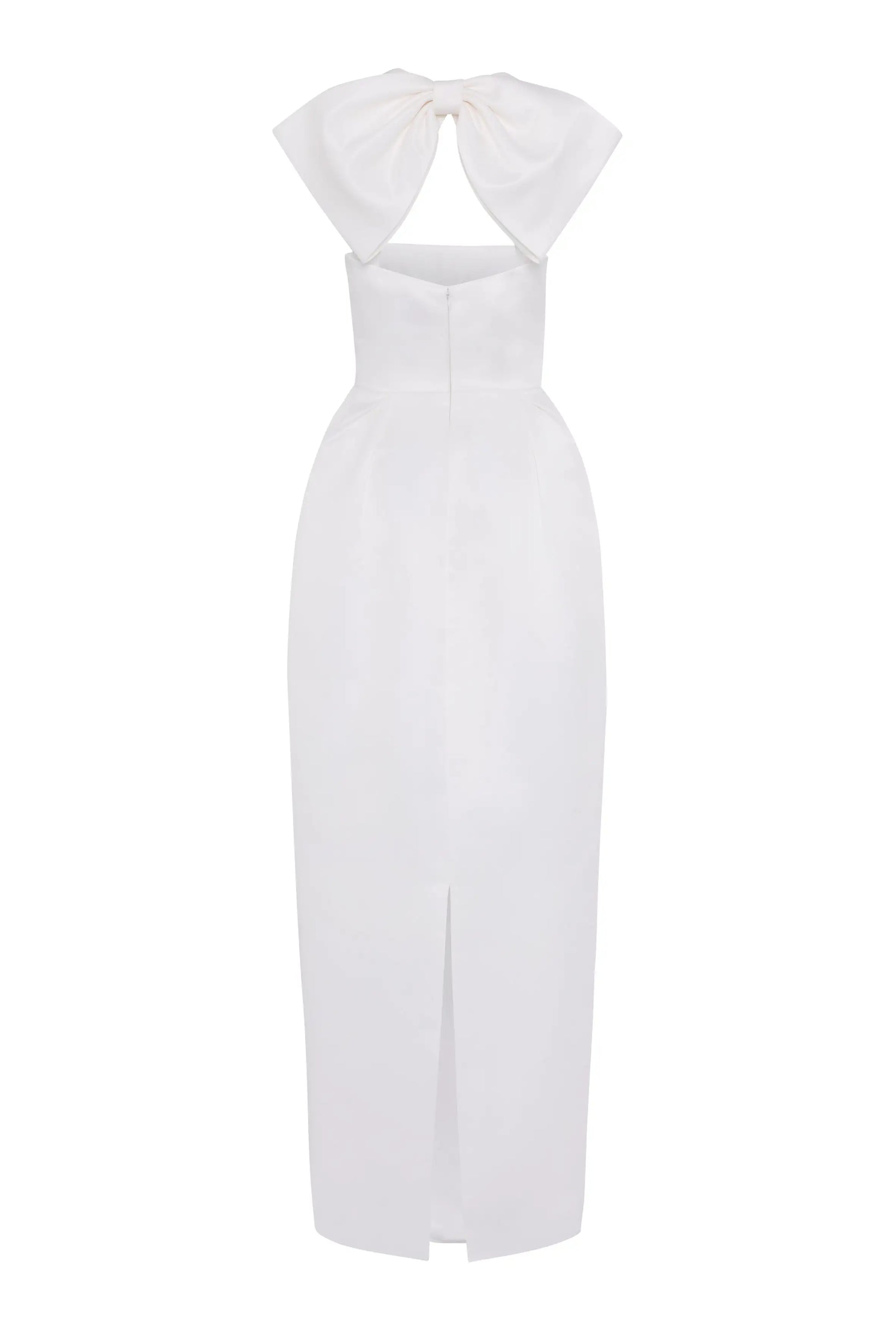 White halter neck dress with bow detail on a white background