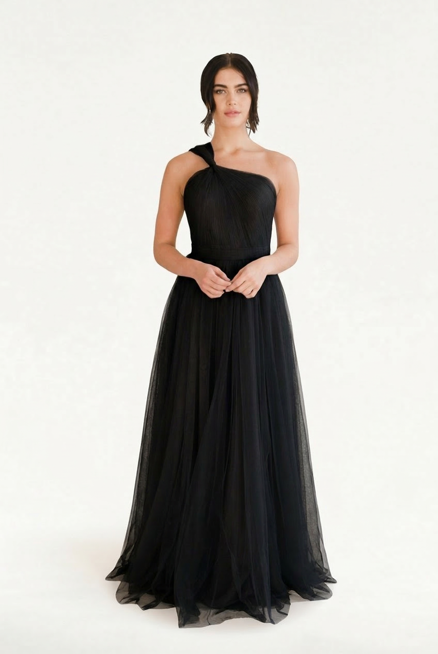 Luna Bridesmaid Dress in Black Tulle