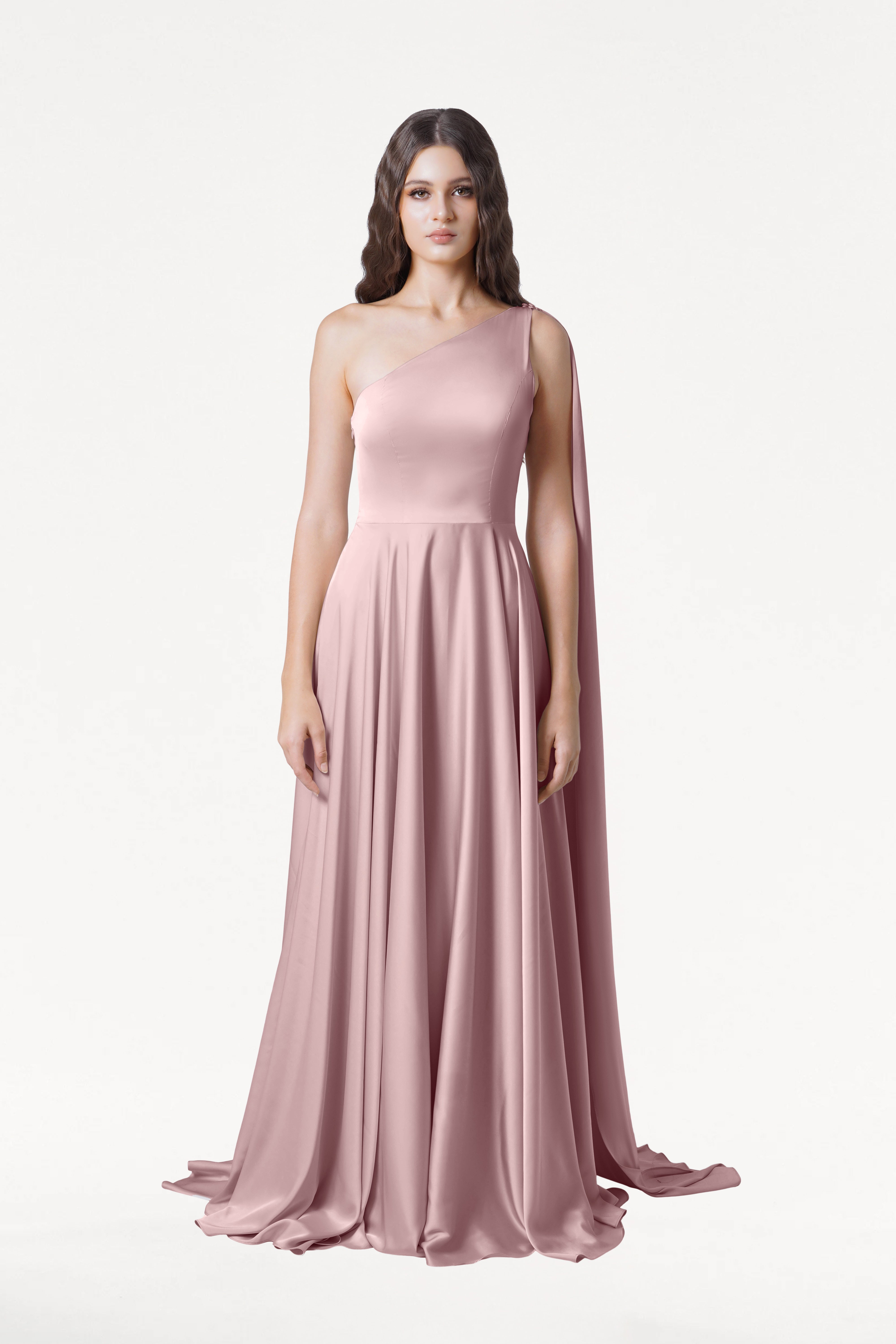 Lyra Bridesmaid Dress in Smoked Blush Satin
