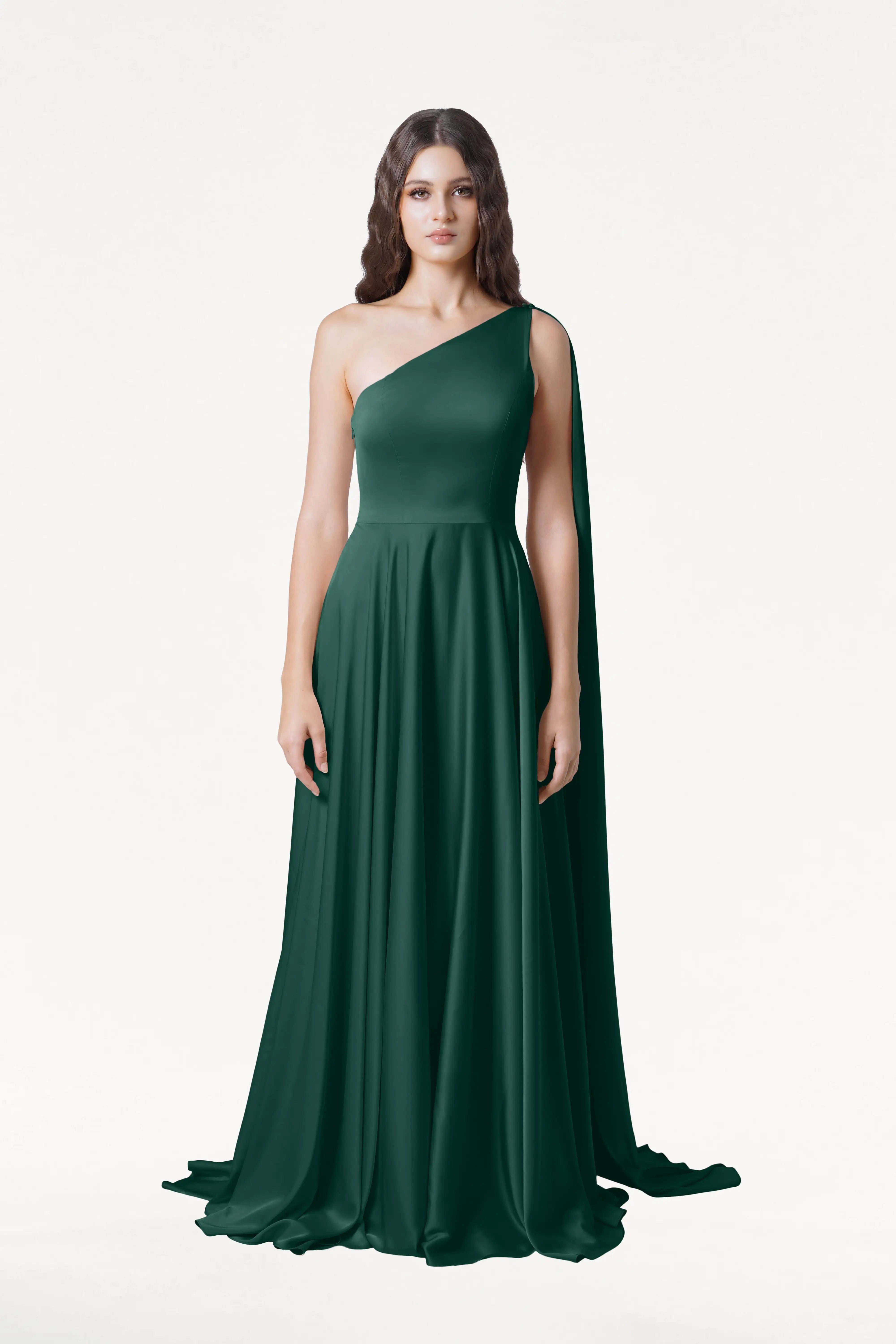 Lyra Bridesmaid Dress in Forest Green Satin