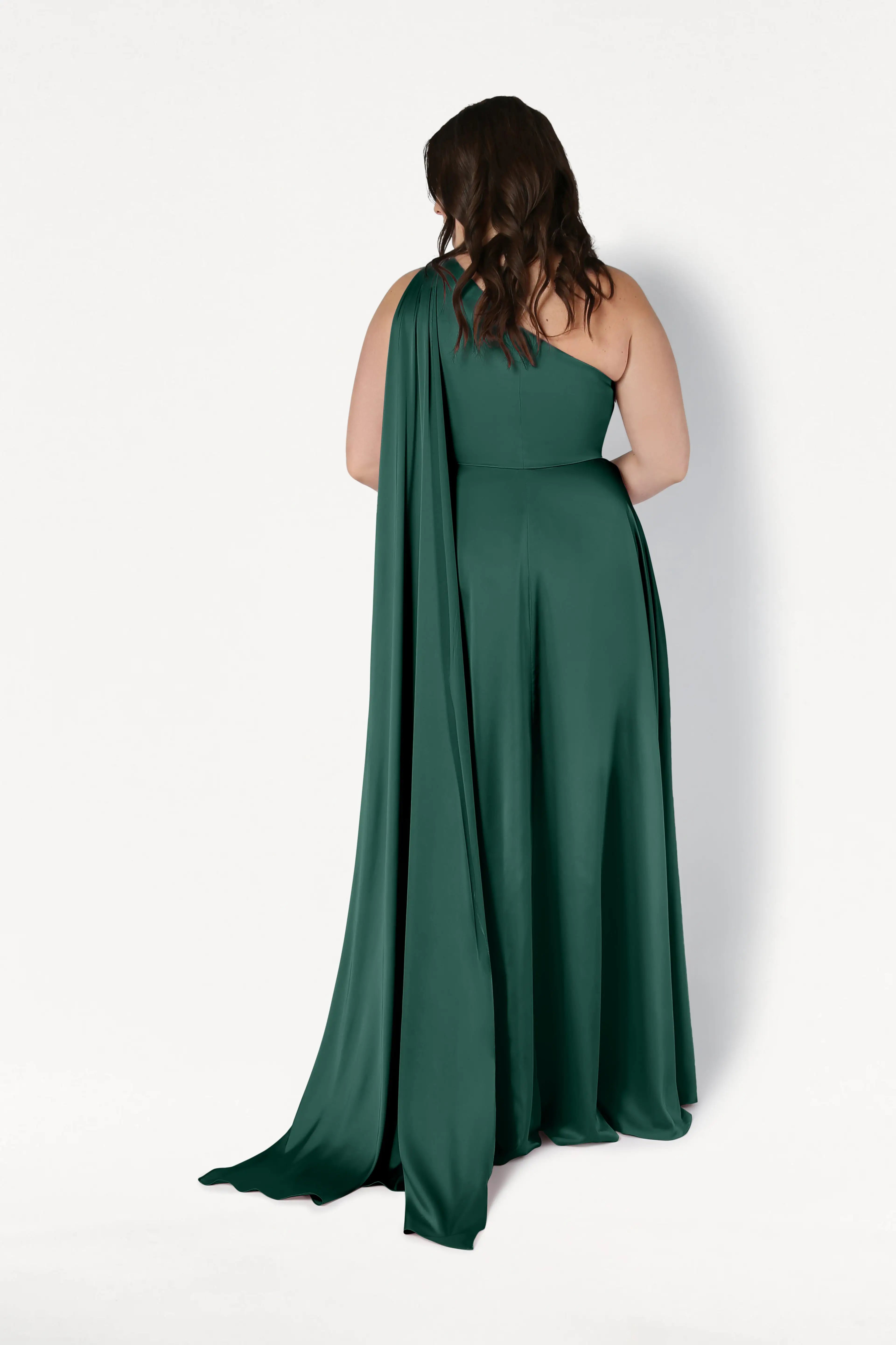 Lyra Bridesmaid Dress in Forest Green Satin