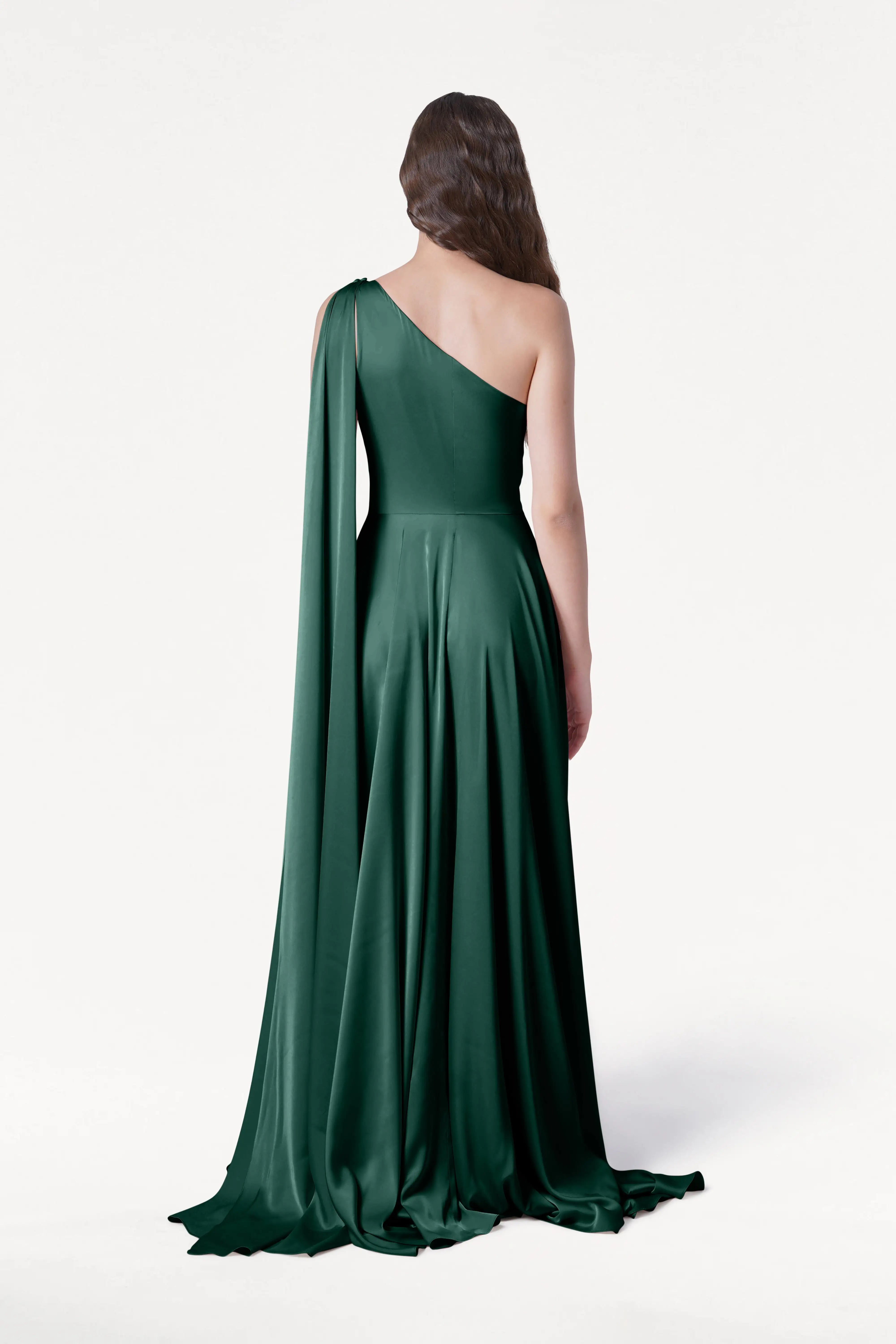 Lyra Bridesmaid Dress in Forest Green Satin