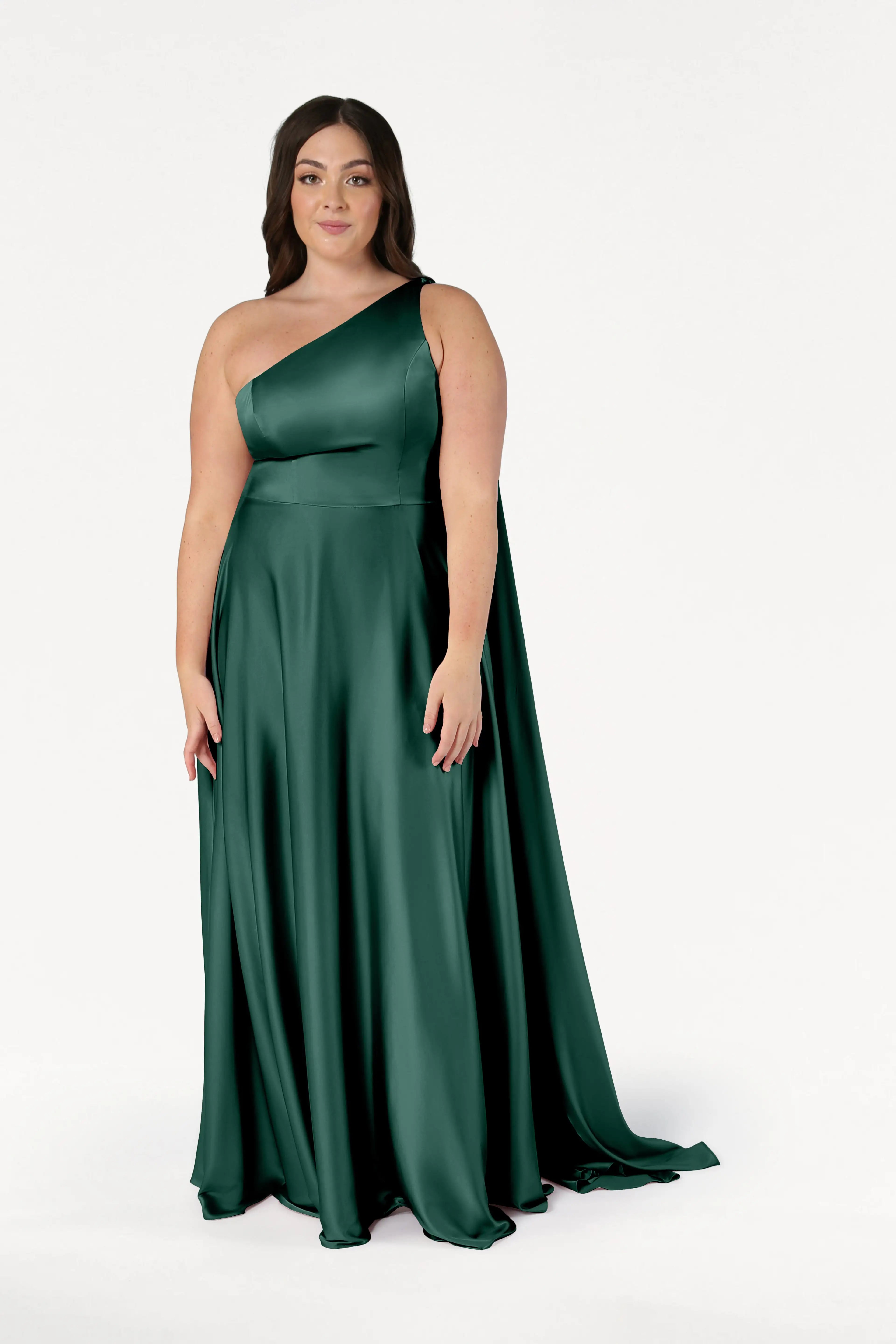 Lyra Bridesmaid Dress in Forest Green Satin
