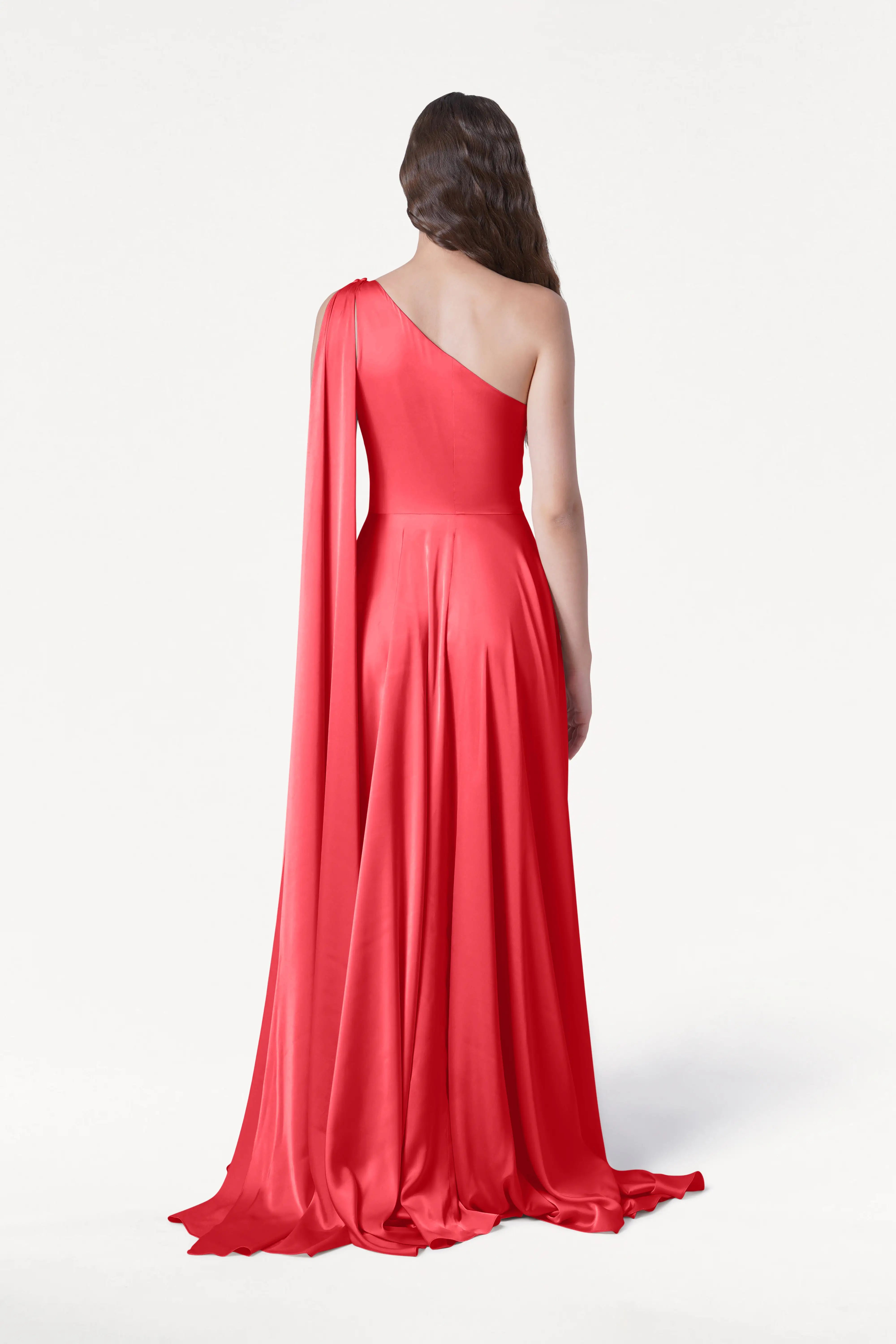 Lyra Bridesmaid Dress in Ruby Satin