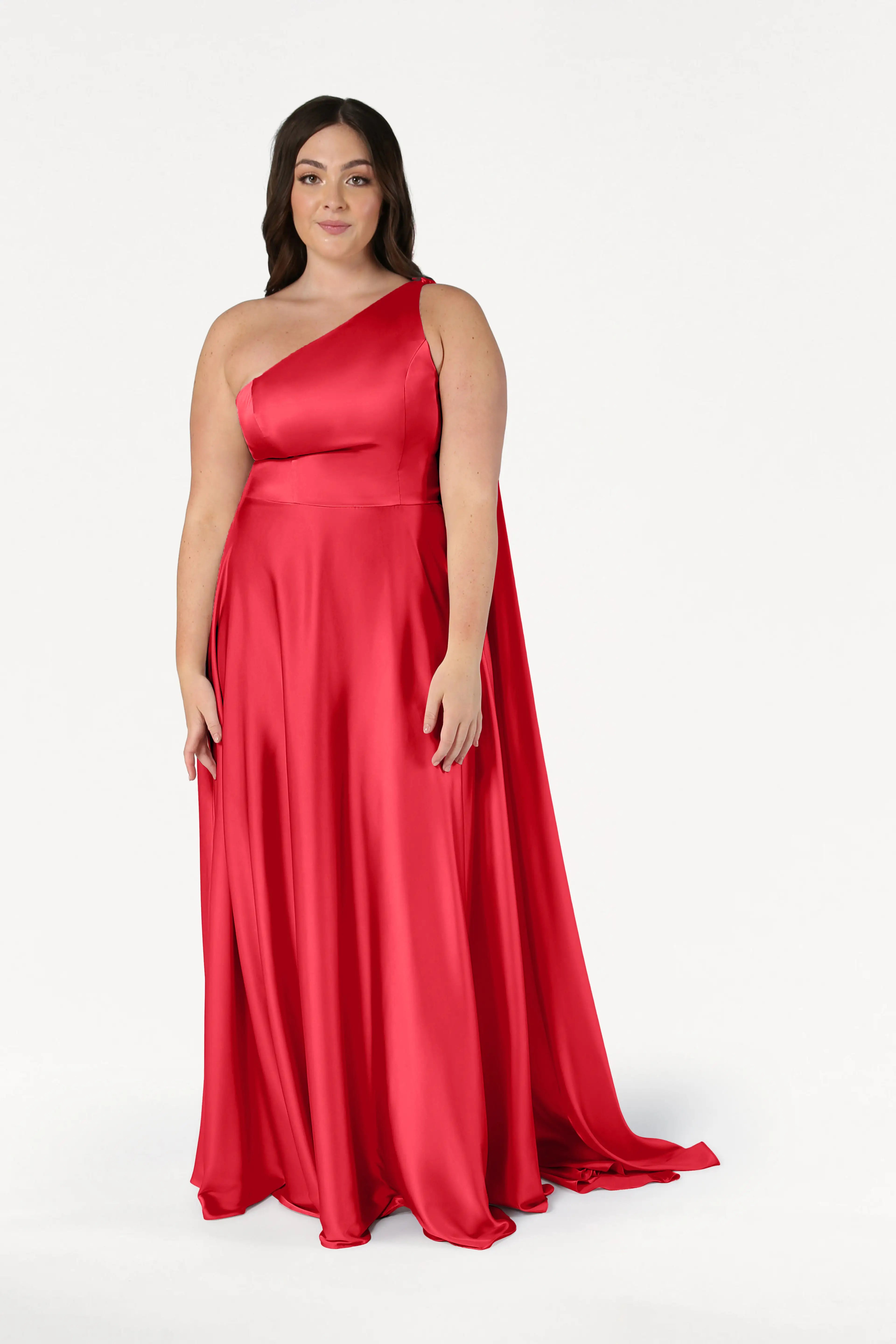 Lyra Bridesmaid Dress in Ruby Satin