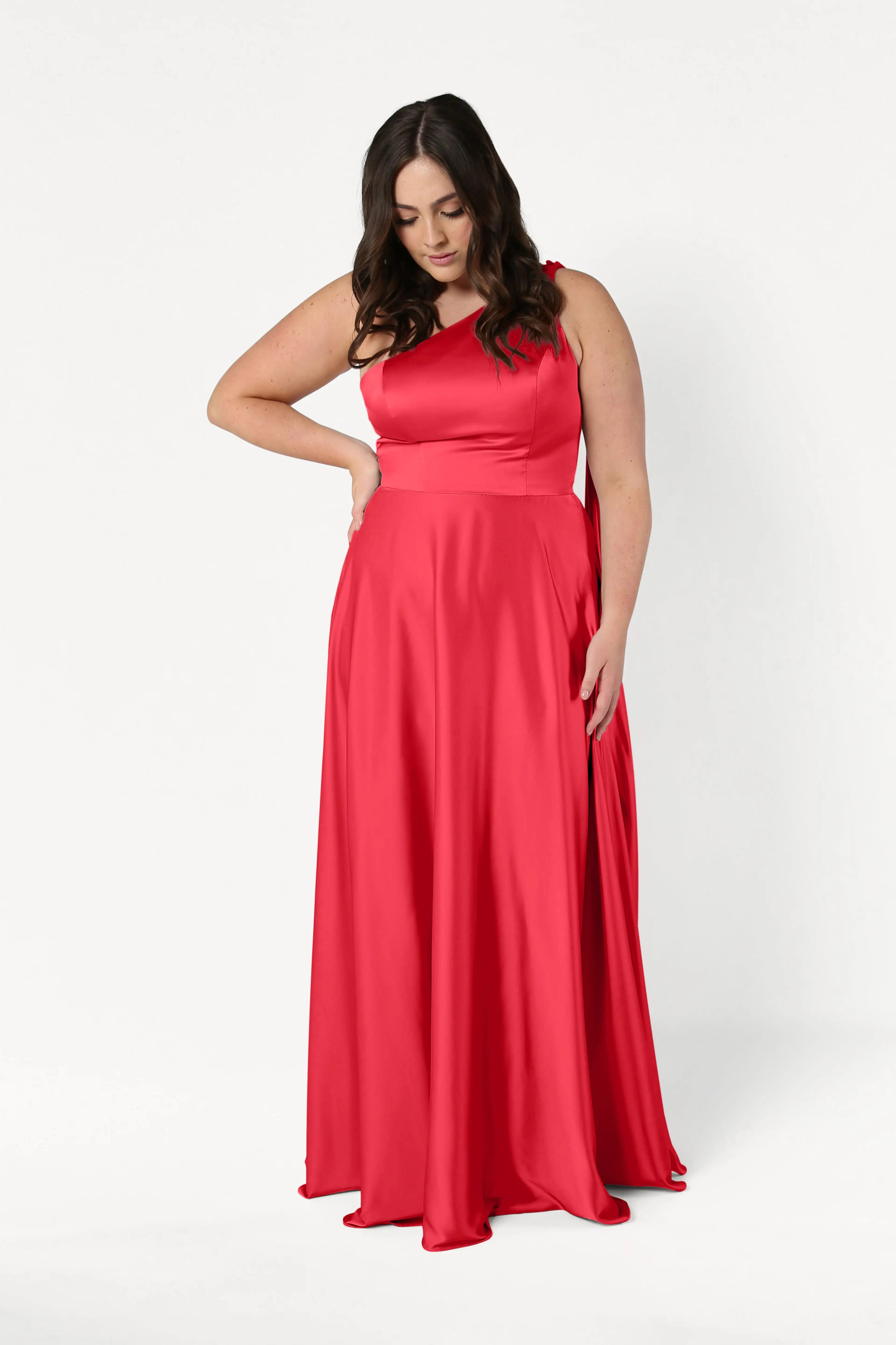 Lyra Bridesmaid Dress in Ruby Satin