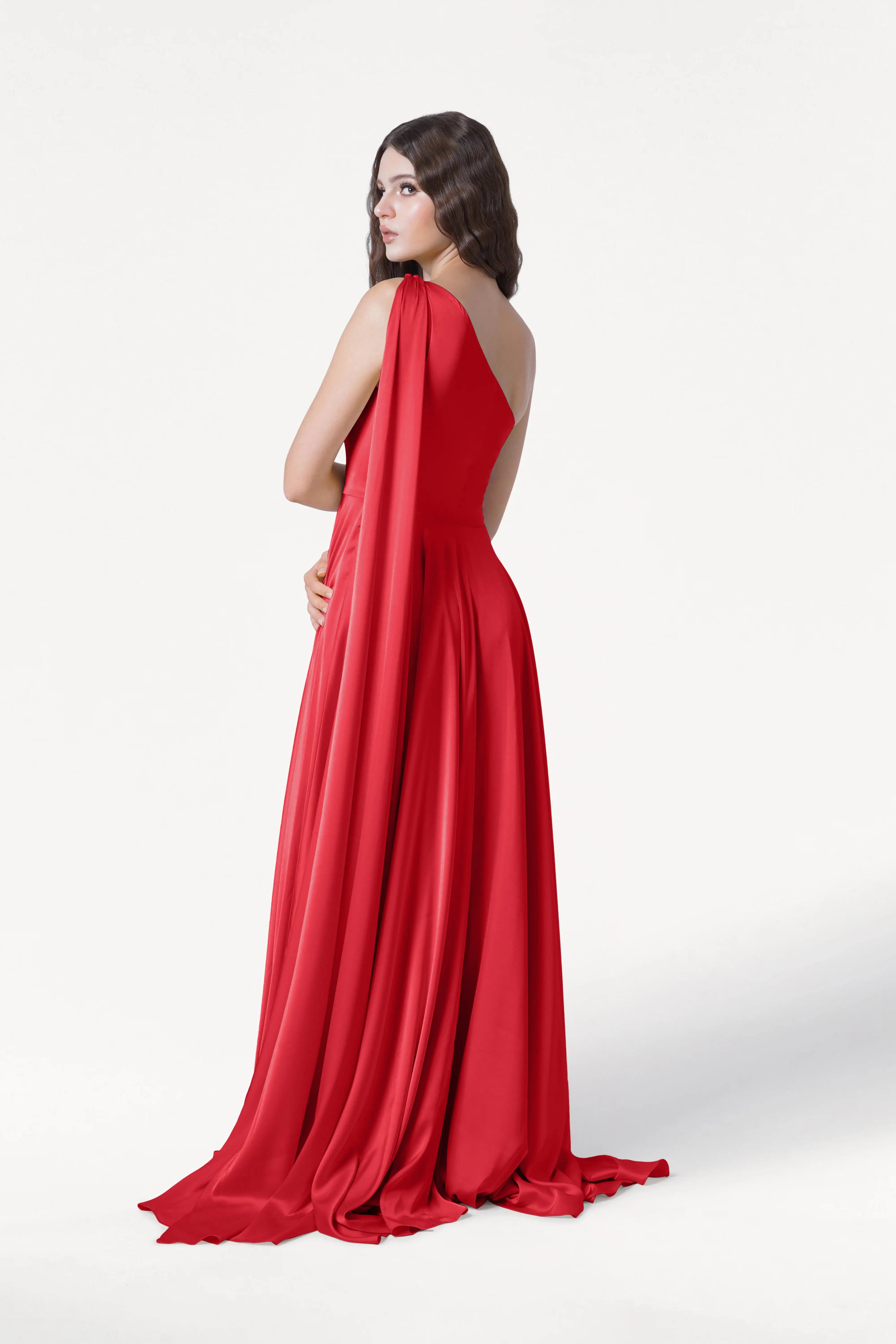 Lyra Bridesmaid Dress in Ruby Satin