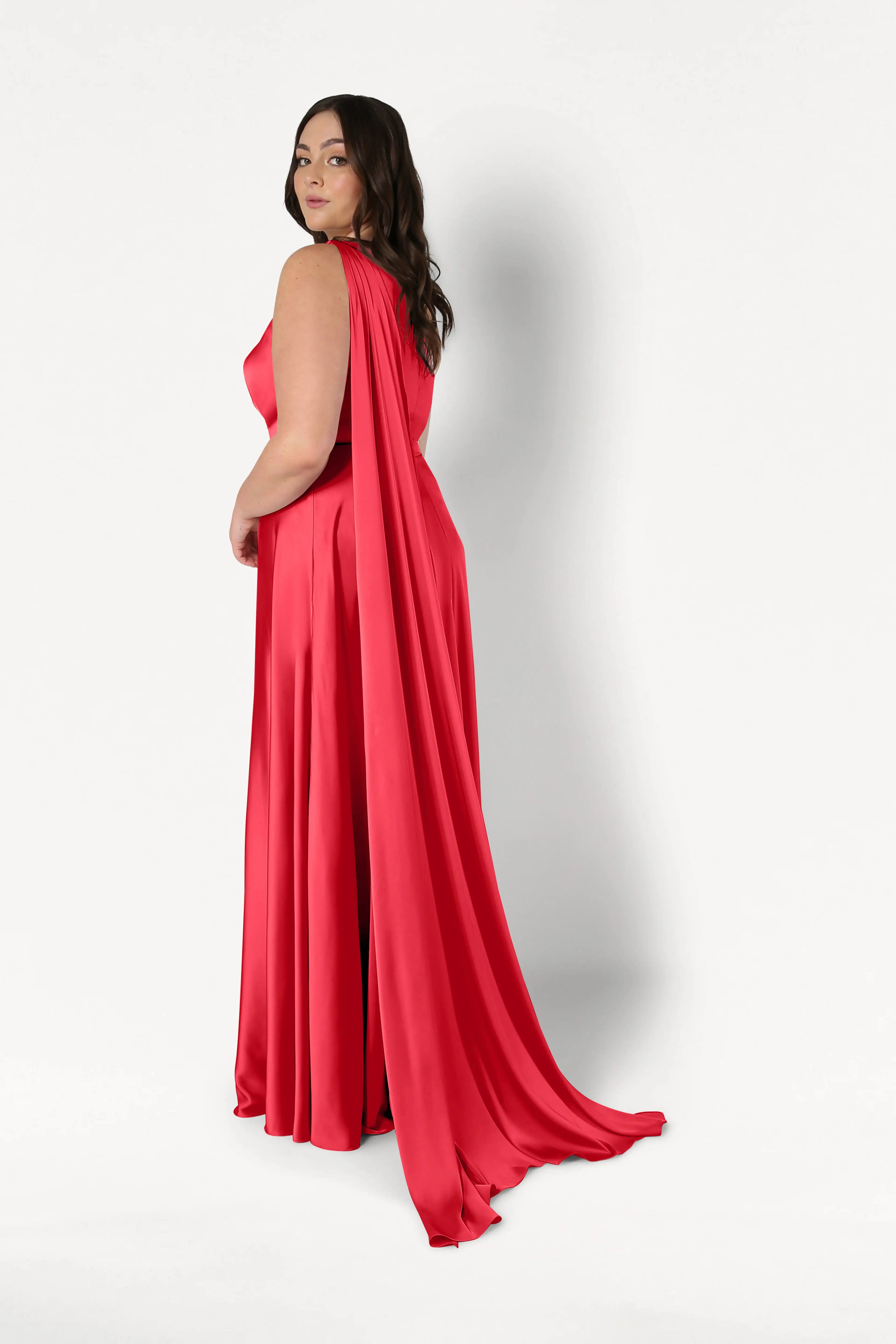 Lyra Bridesmaid Dress in Ruby Satin