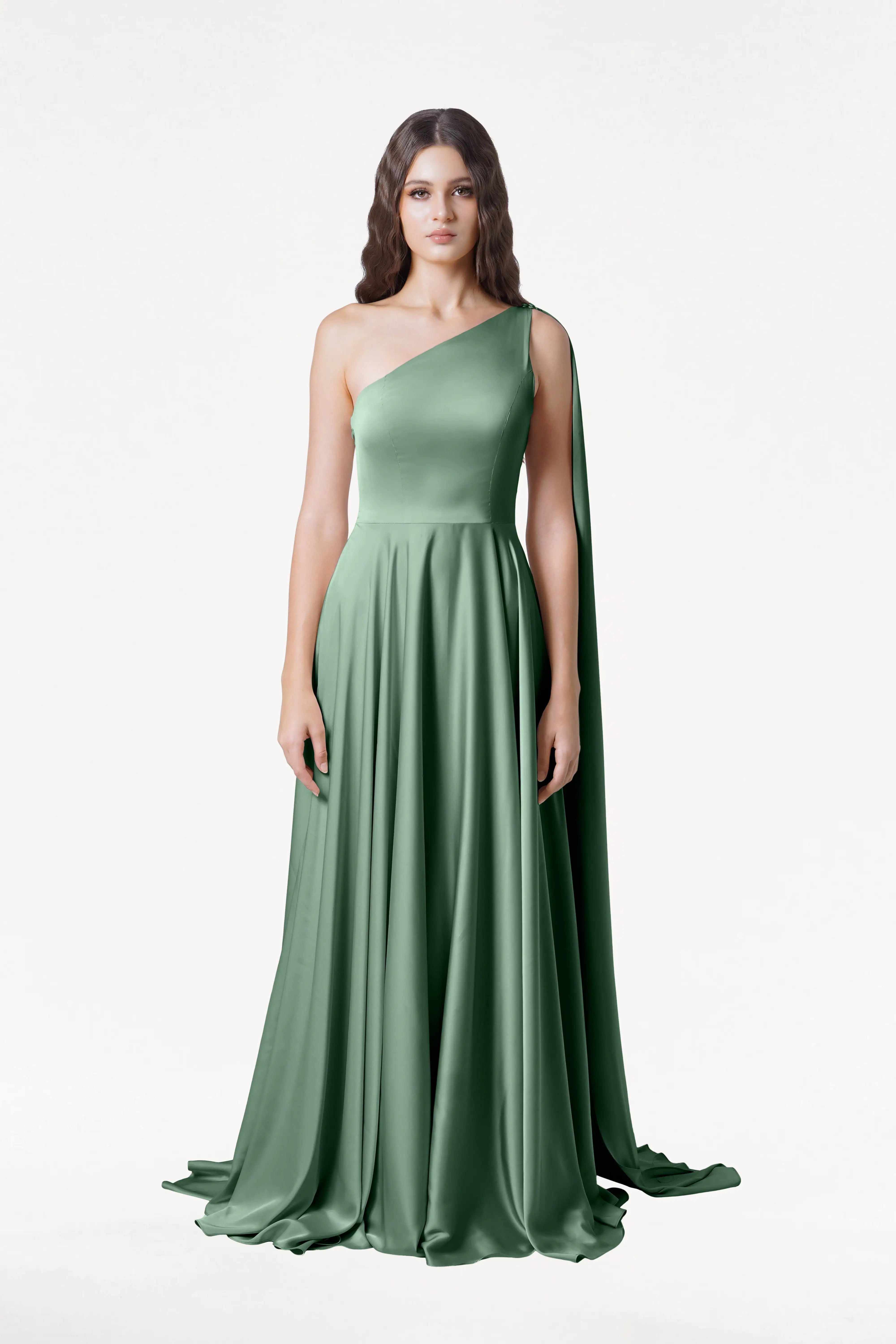Lyra Bridesmaid Dress in Sage Green Satin