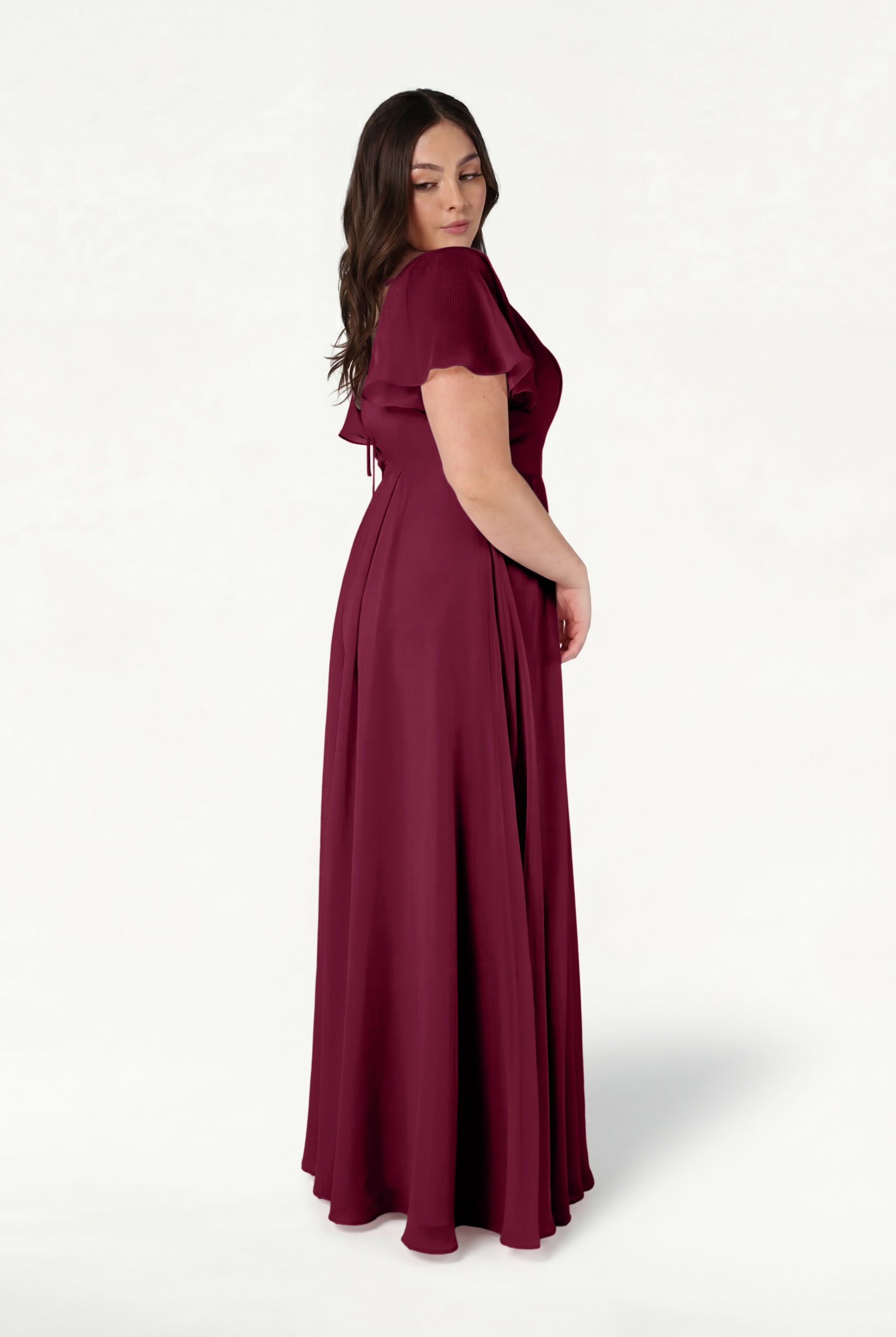 merlot bridesmaid dresses with sleeves TH&TH Phoebe Bridesmaid Dress In Merlot Chiffon – TH and TH
